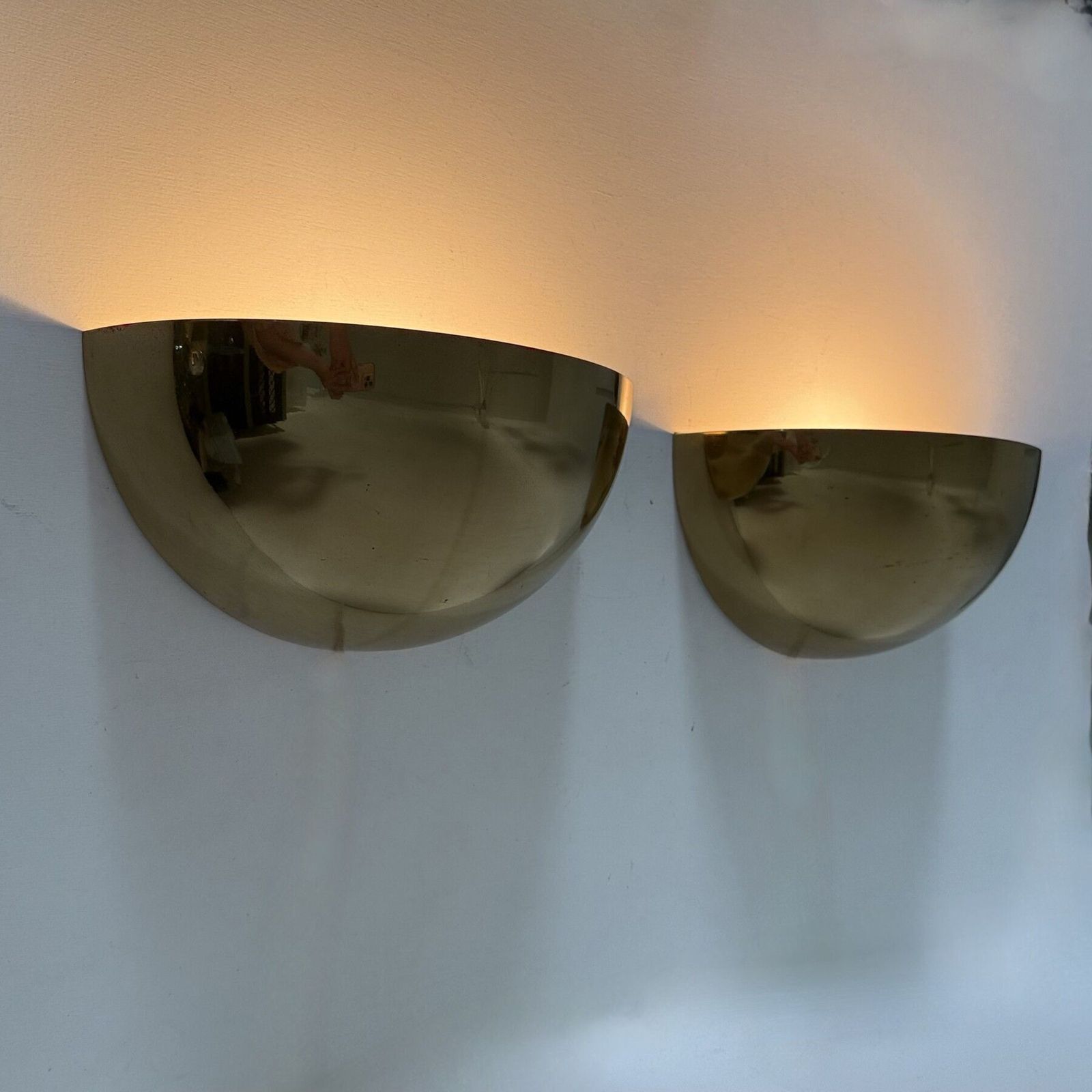 Mid Century Pair Of Brass Wall Light Sconce , 1970s photo 911.0