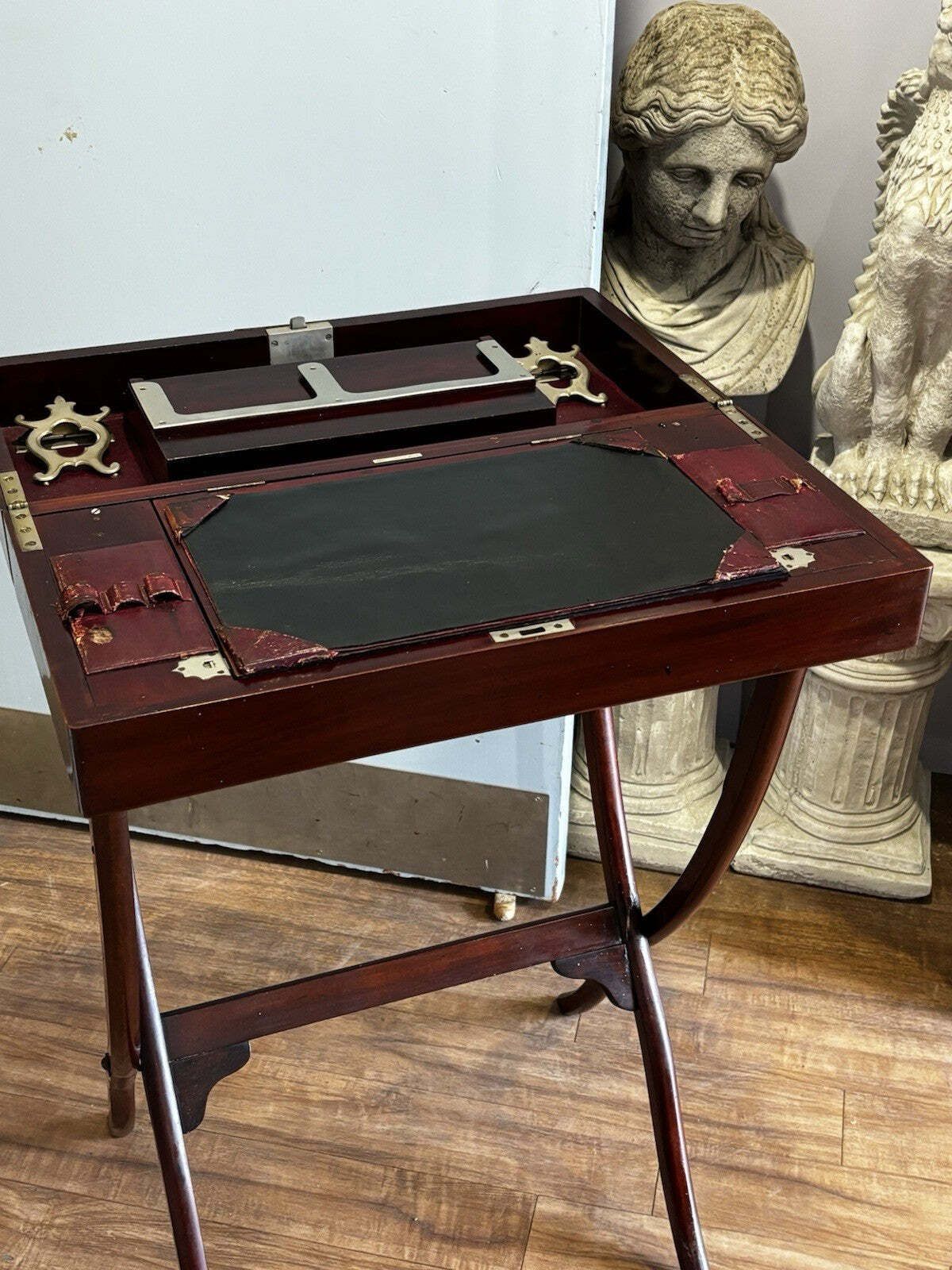 English Victorian Folding Campaign Desk With Fitted Interior. photo vinterior