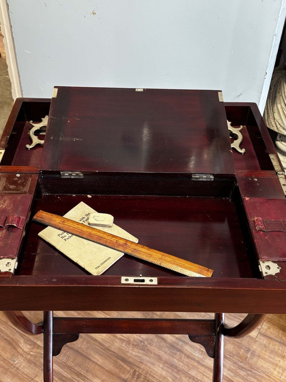 English Victorian Folding Campaign Desk With Fitted Interior. photo vintage