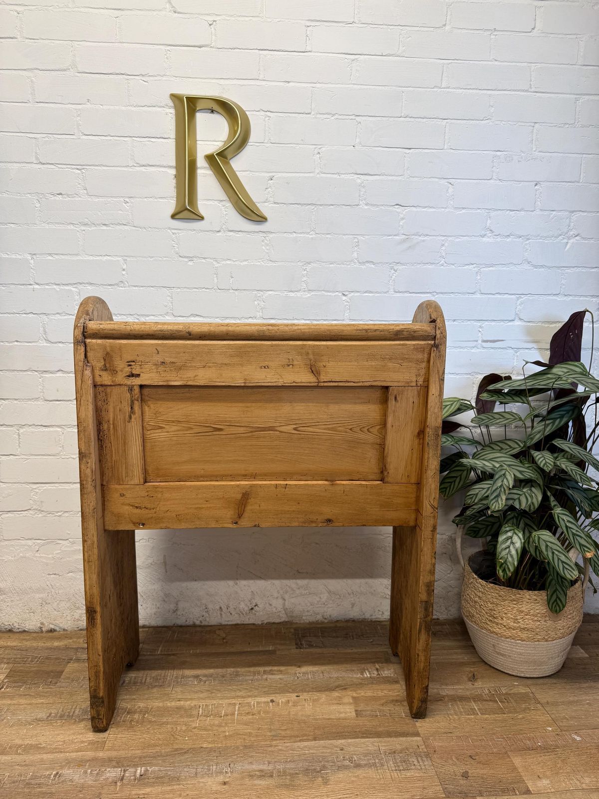 Antique Victorian Rustic Pine Settle Bench Single Pew photo buy