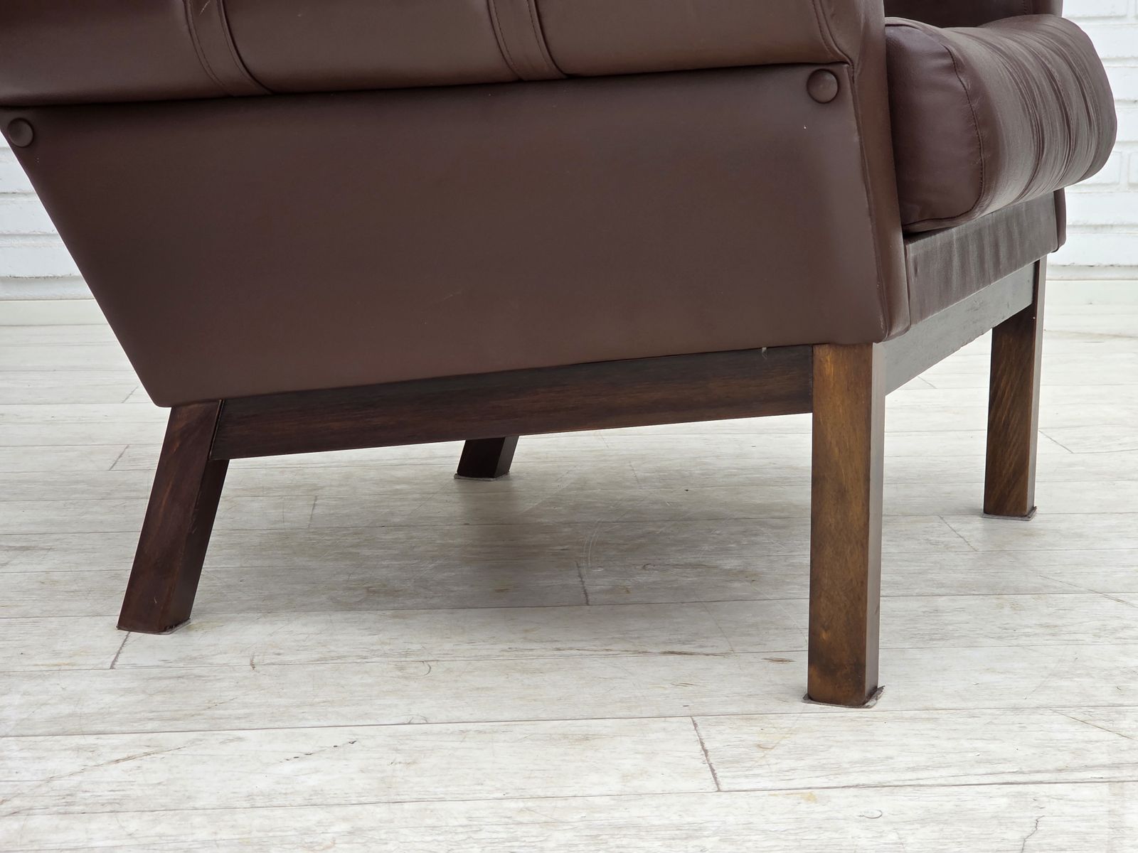 1970s, Danish Armchair, Original Brown Furniture Leather. photo Furniture