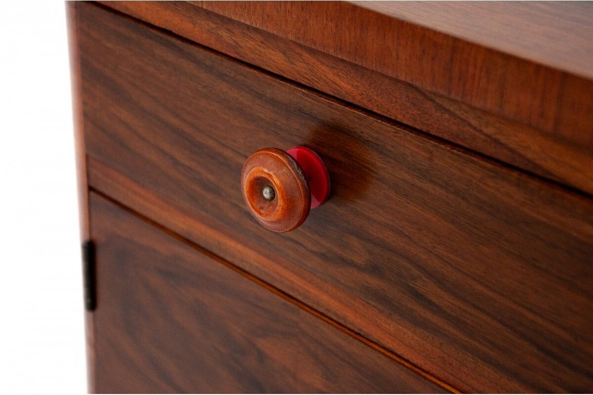 Furniture Small Art Deco Chest Of Drawers, Poland, 1950s. After Renovation. photo