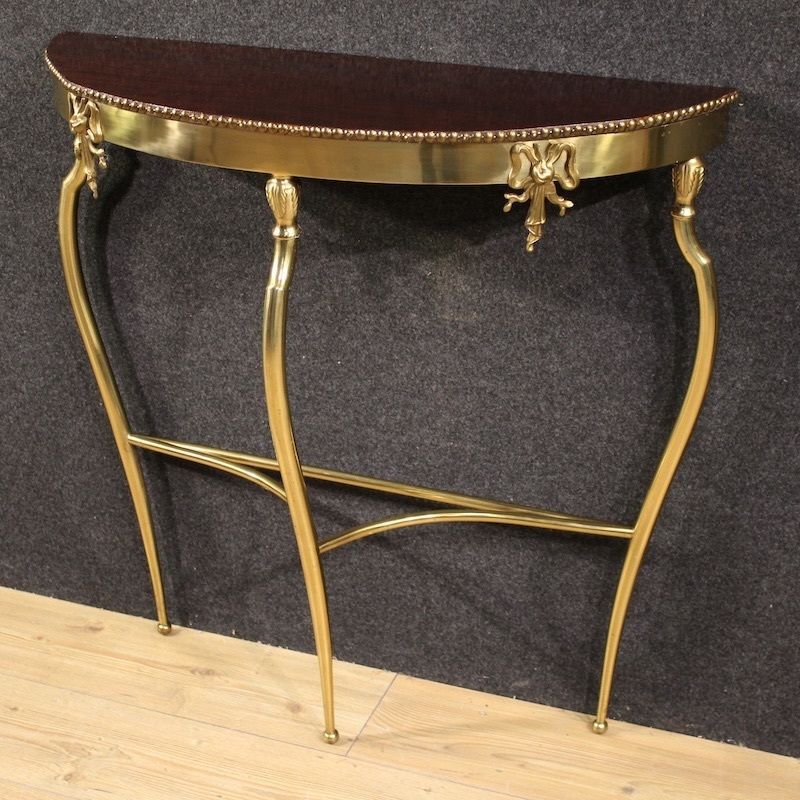 photo furniture Console italienne en laiton doré, XXe siècle