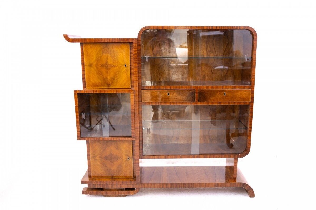 Unusual Art Deco Display Cabinet, Poland, 1930s. photo furniture