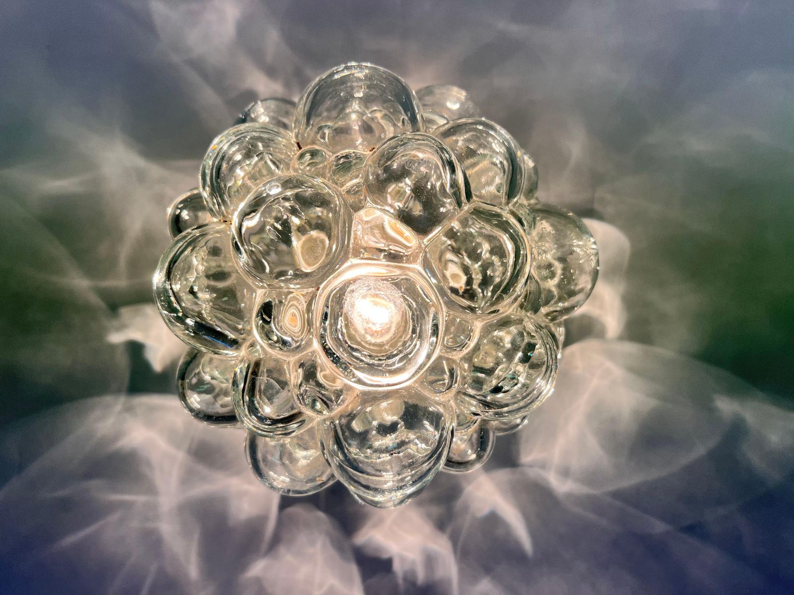 Design glazen mid-century wand- of plafondlamp, plafondlamp (flushmount), jaren 1970 photo Verlichting