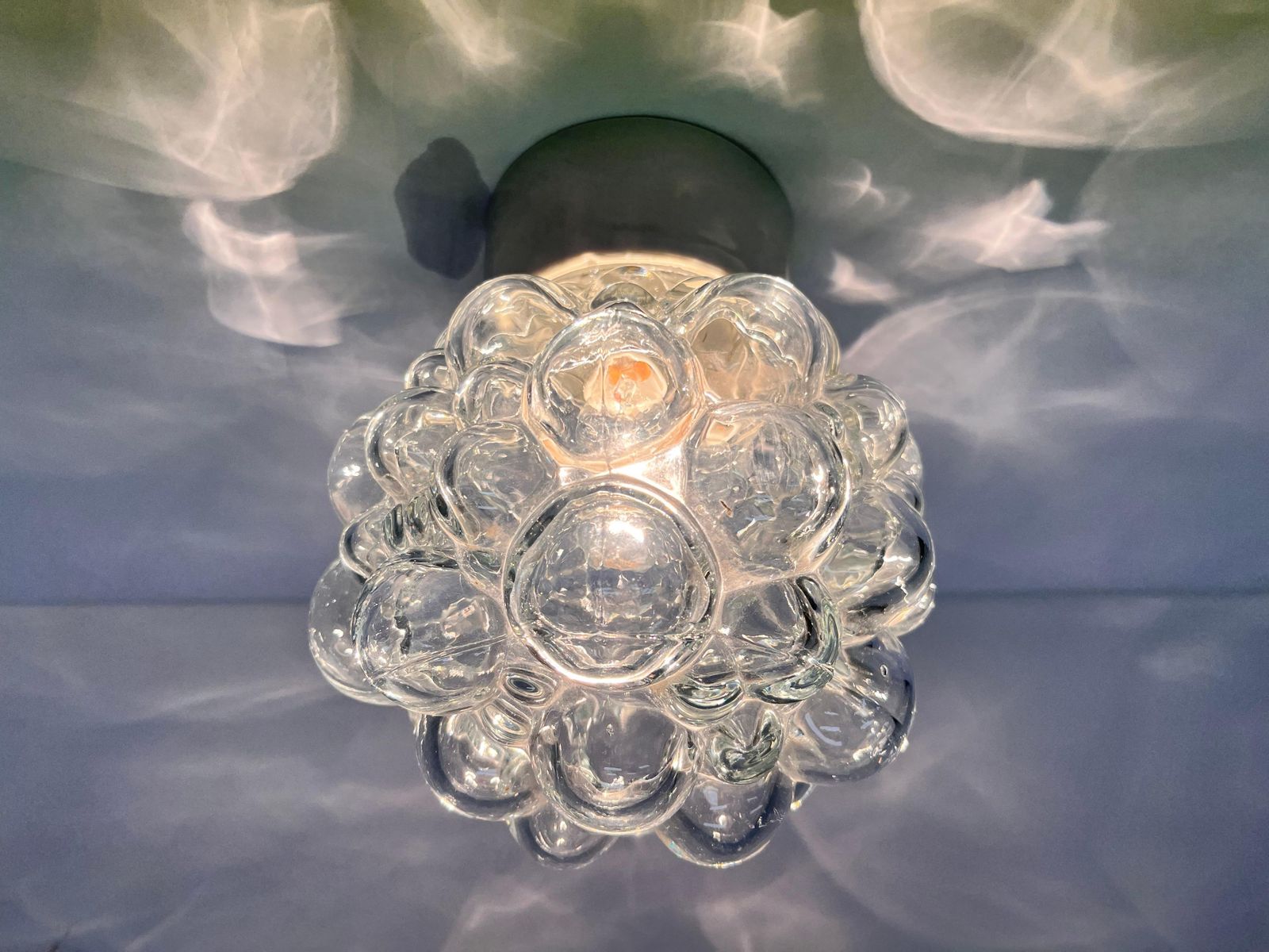 Design glazen mid-century wand- of plafondlamp, plafondlamp (flushmount), jaren 1970 photo 324.0