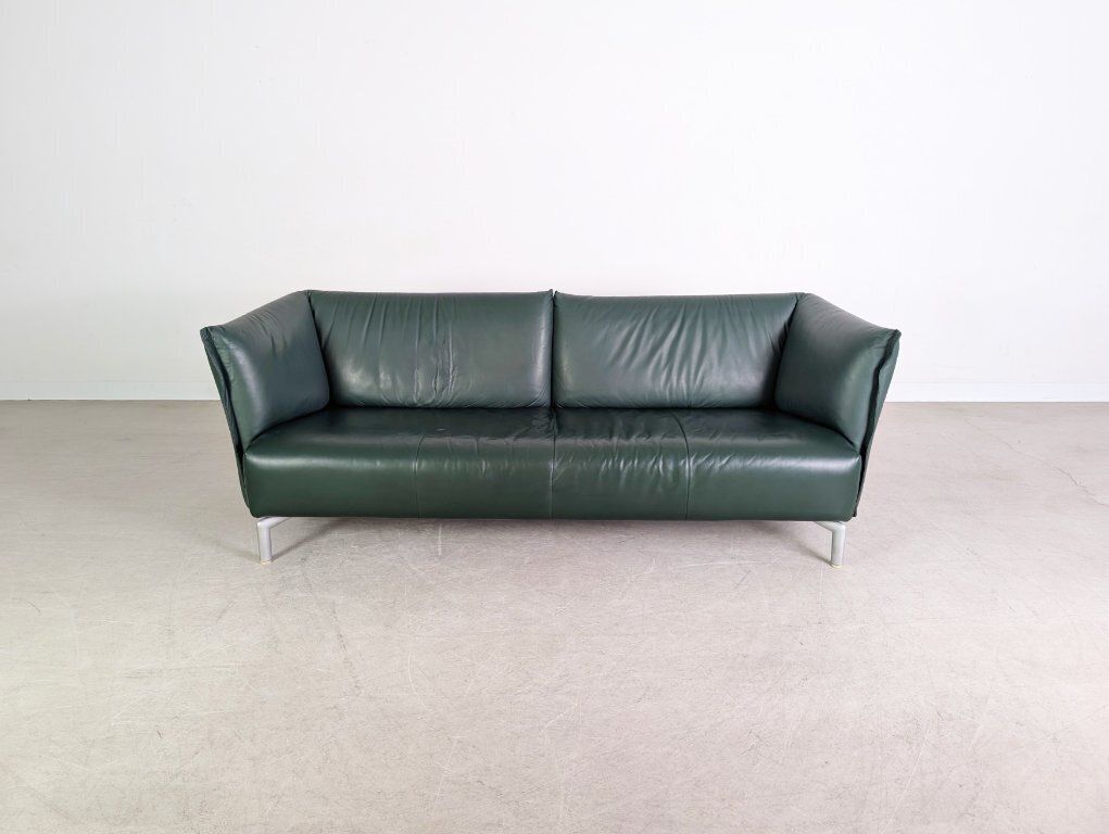 Original Rolf Benz Sofa, Leather Design Couch, Dark Green, Two Seater photo furniture