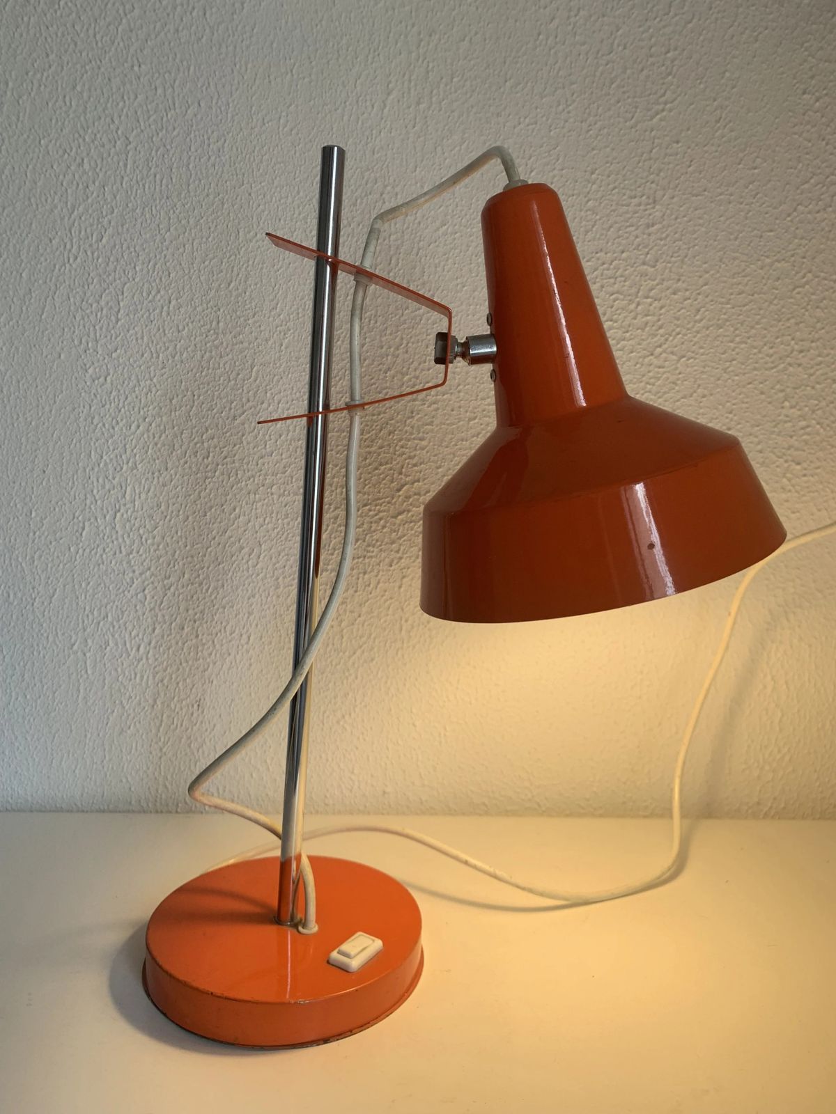Vintage 1960s Delmas Desk Lamp, Carrot Orange   44 Cm photo for sale