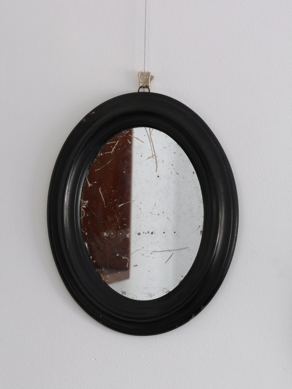 Pair Of Ebonised Oval Mirrors, 1800s photo for sale