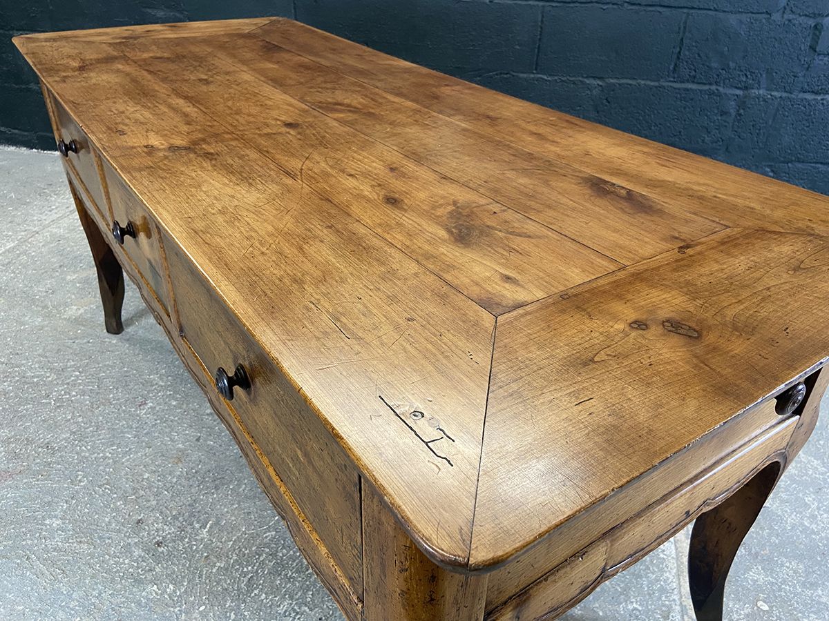 photo vintage French Provincial Walnut Serving Table With Side Slide, Circa 1880