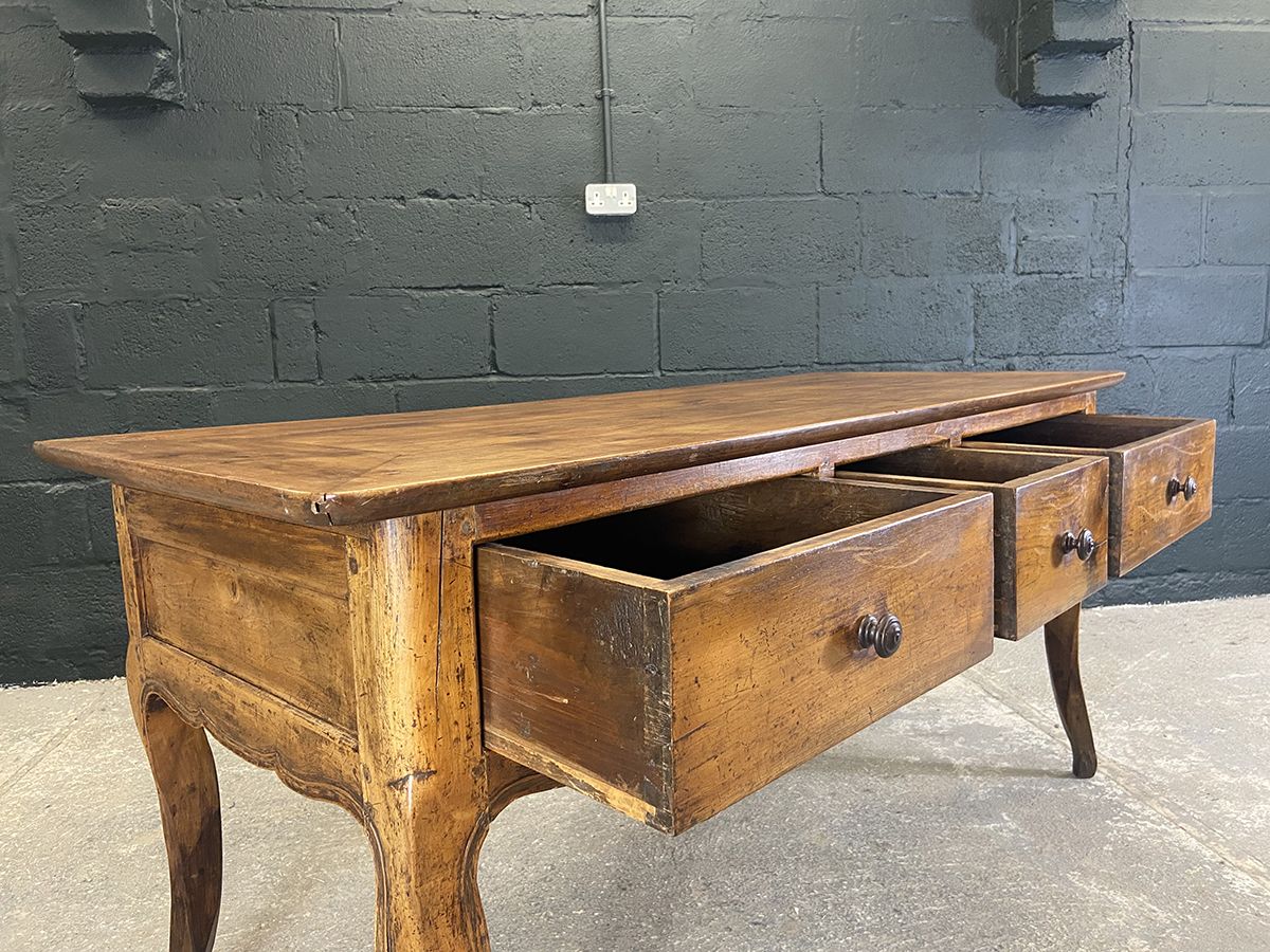French Provincial Walnut Serving Table With Side Slide, Circa 1880 photo vinterior