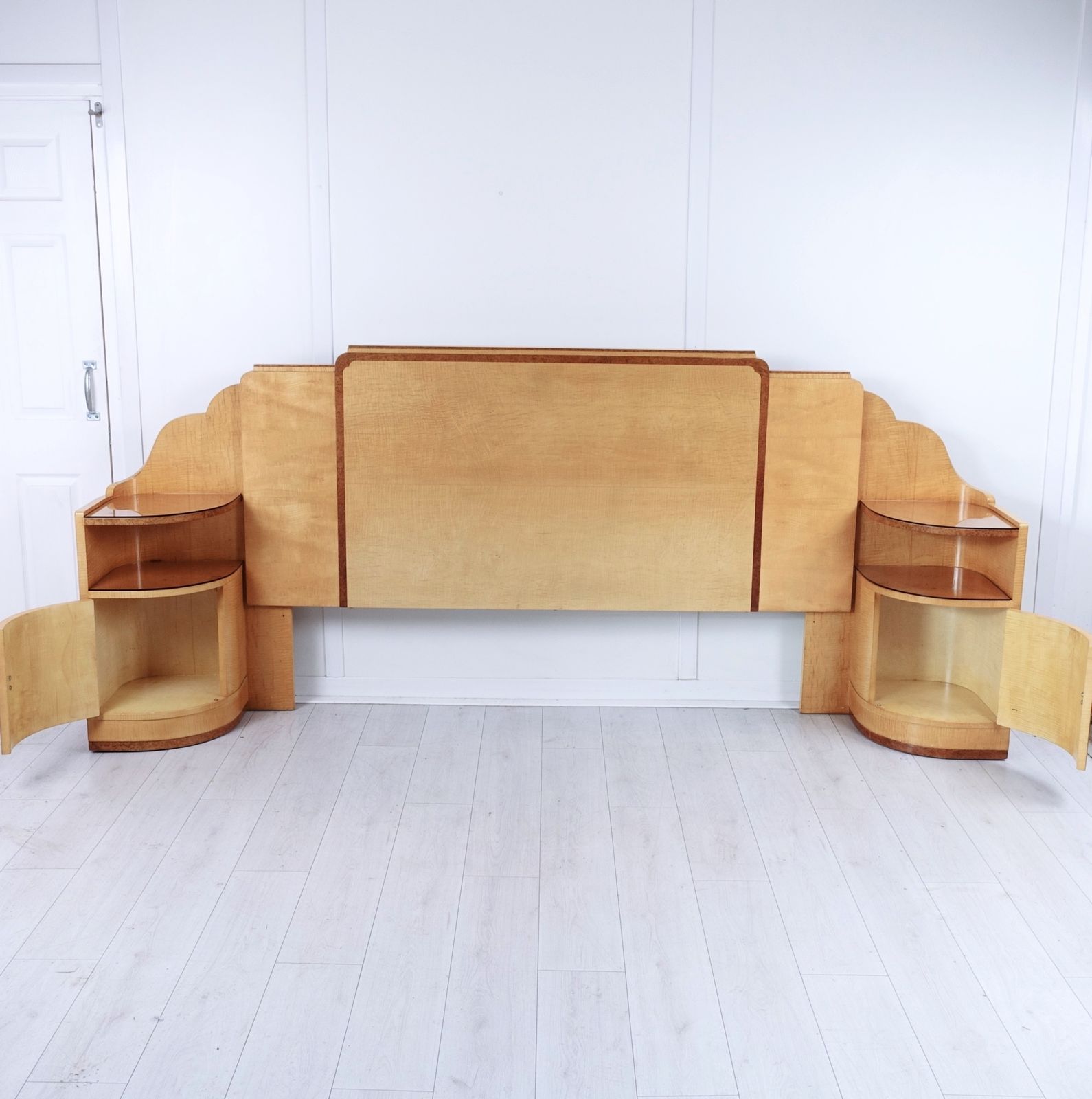 photo for sale Art Deco Epstein Headboard & Bedside Cabinets C1930