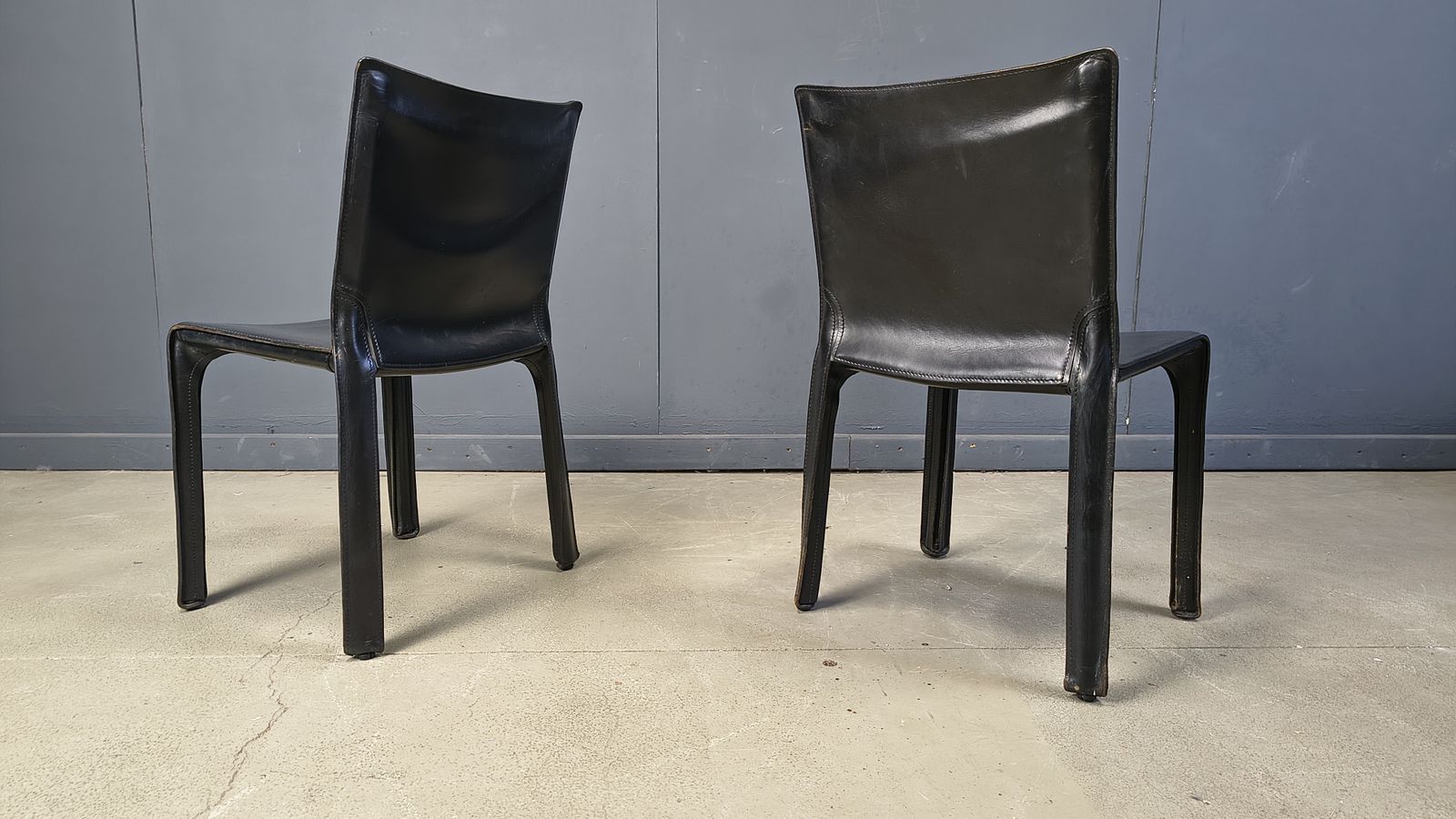 Black Leather Mario Bellini Cab Dining Chairs Italy, 1970s   Set Of 4 photo for sale