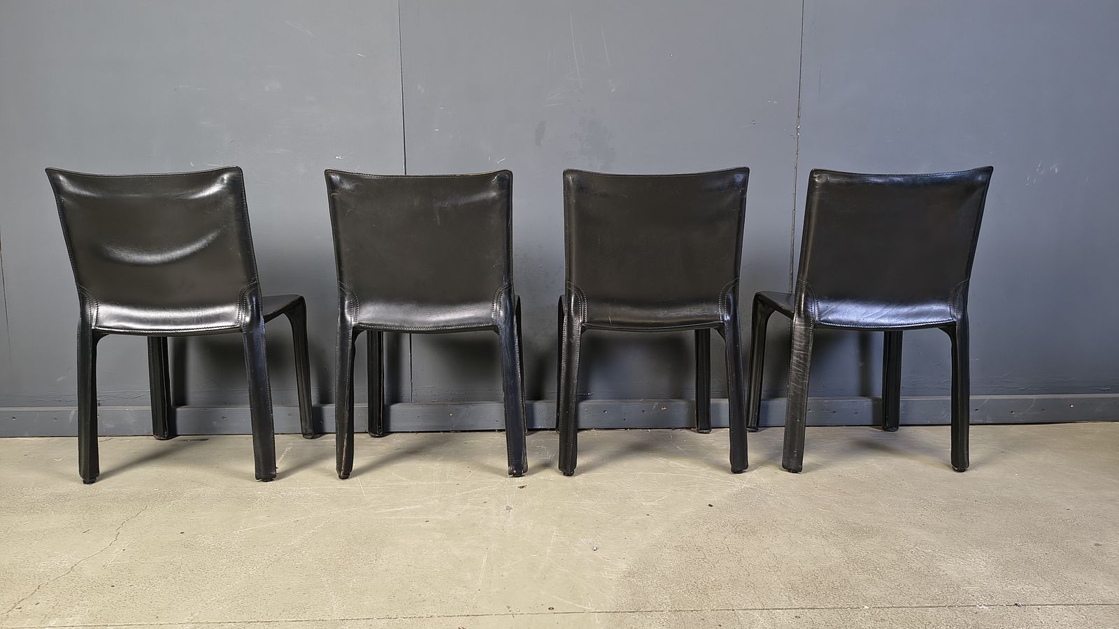 Black Leather Mario Bellini Cab Dining Chairs Italy, 1970s   Set Of 4 photo buy