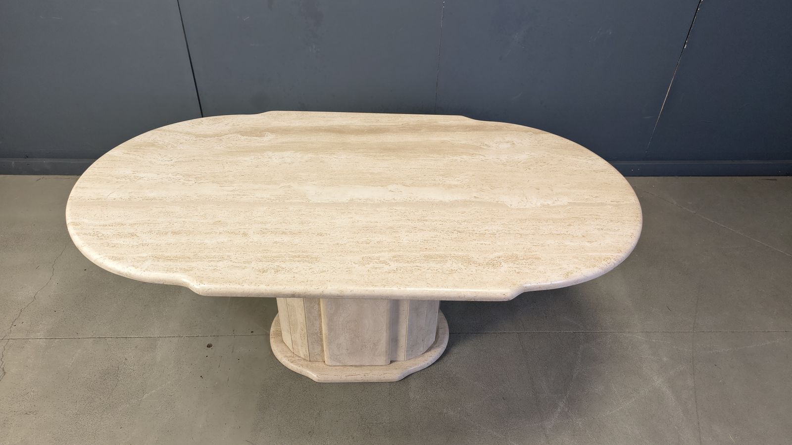 Vintage Oval Travertine Dining Table, 1970s photo 1950.0