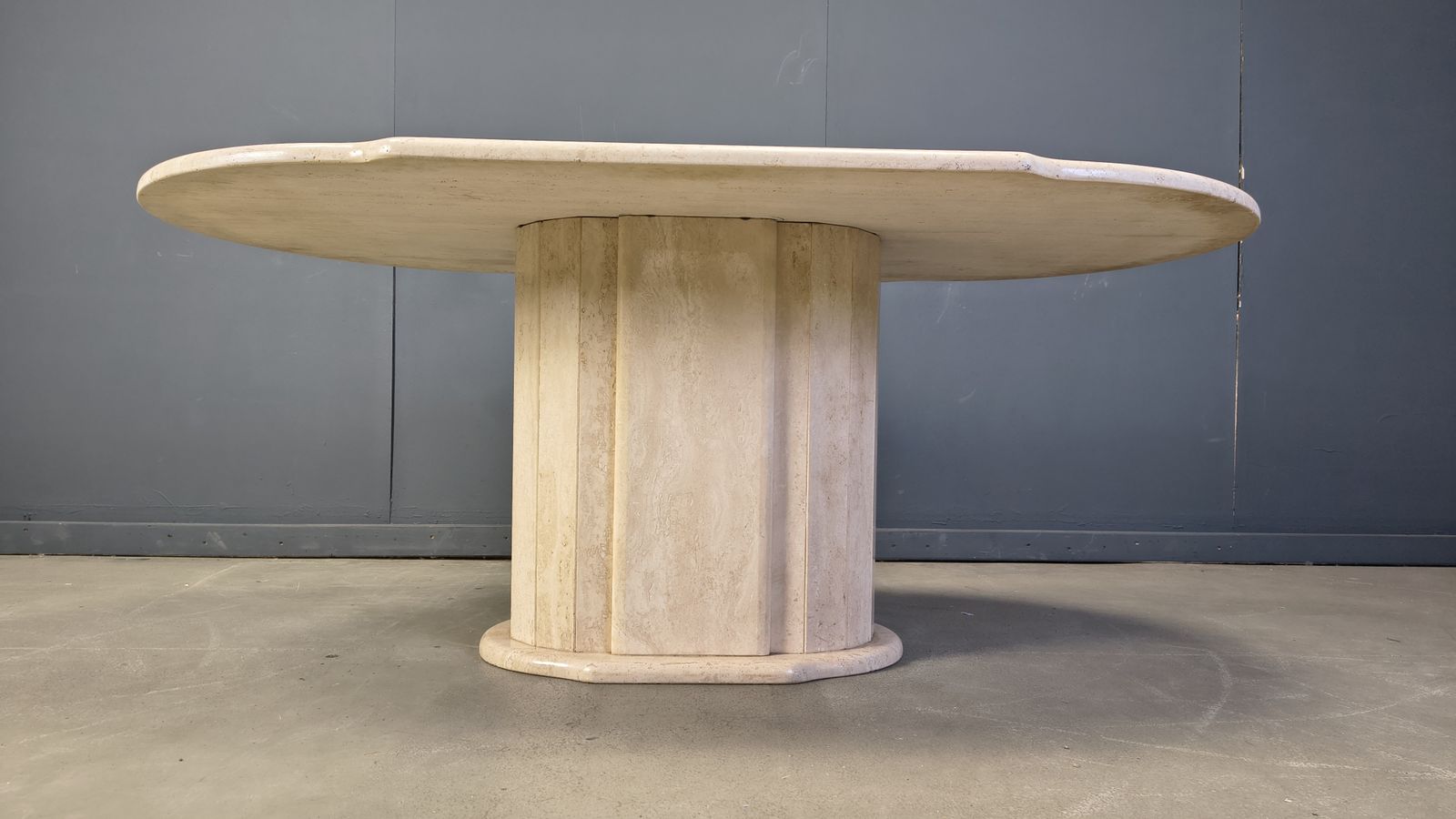 Vintage Oval Travertine Dining Table, 1970s photo buy
