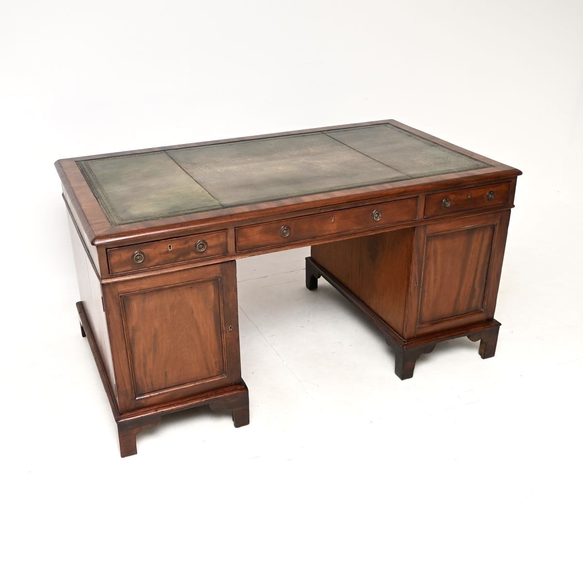 Antique Georgian Period Mahogany Leather Top Partners Desk photo for sale