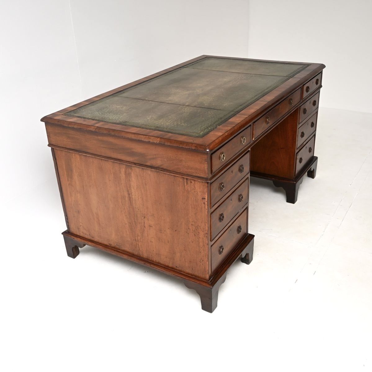 Antique Georgian Period Mahogany Leather Top Partners Desk photo Furniture