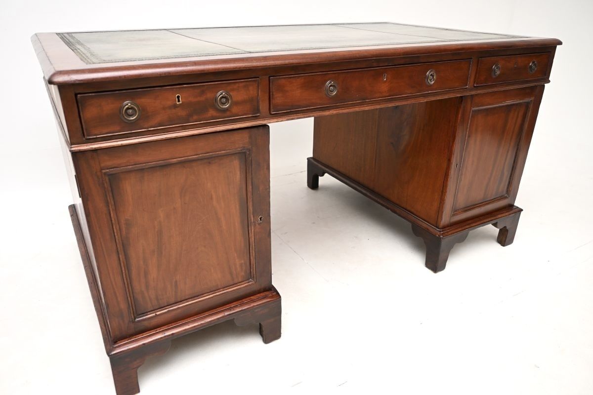 5850.0 Antique Georgian Period Mahogany Leather Top Partners Desk photo
