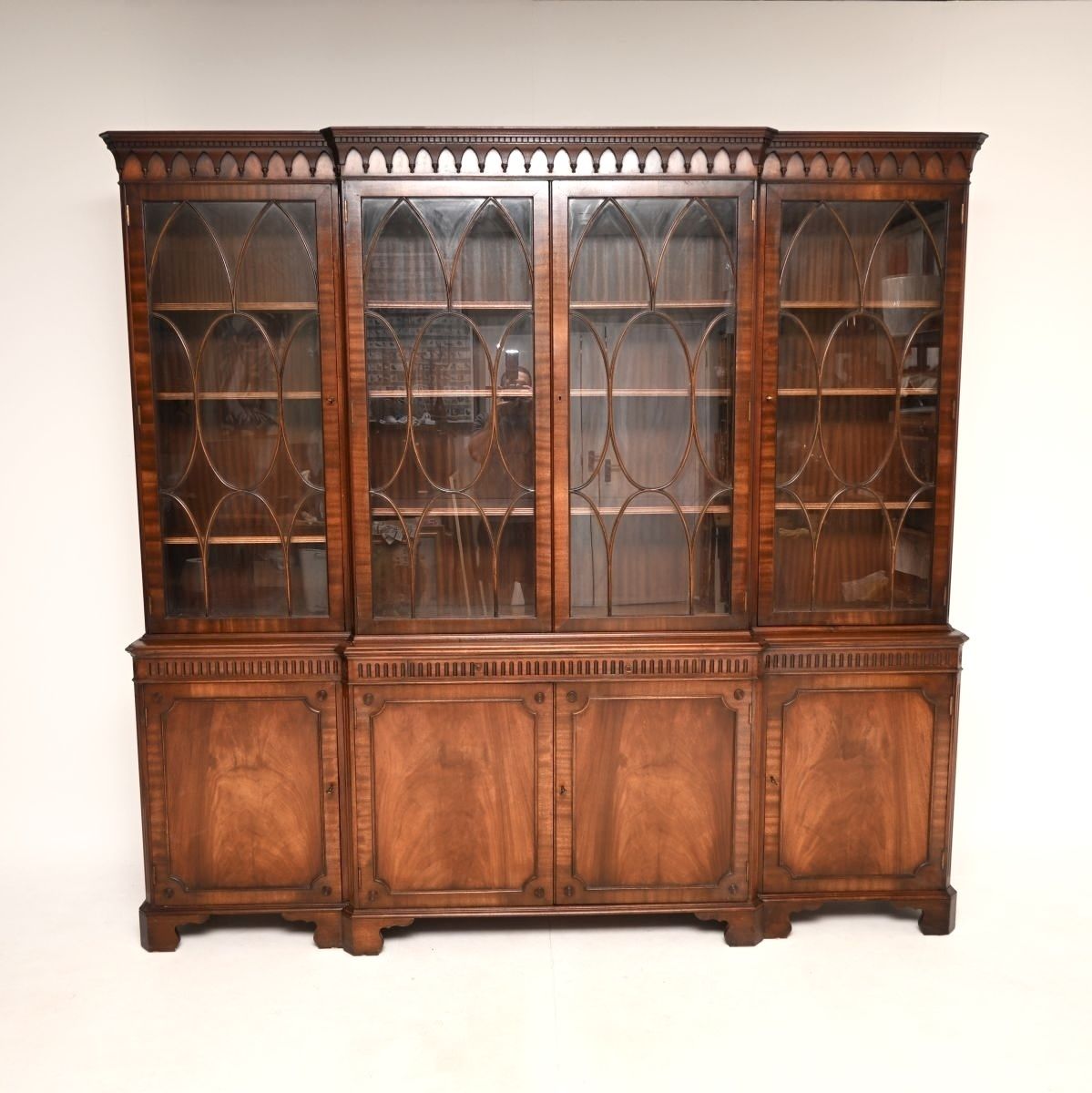 Antique Georgian Style Mahogany Breakfront Bookcase photo furniture