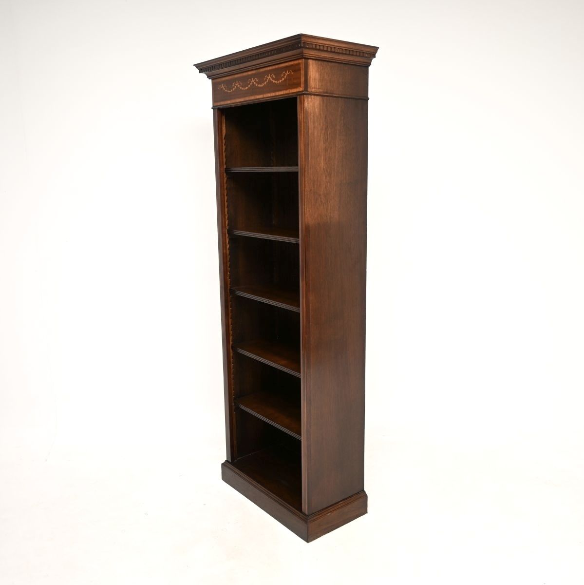 Antique Inlaid Mahogany Open Bookcase photo vinterior