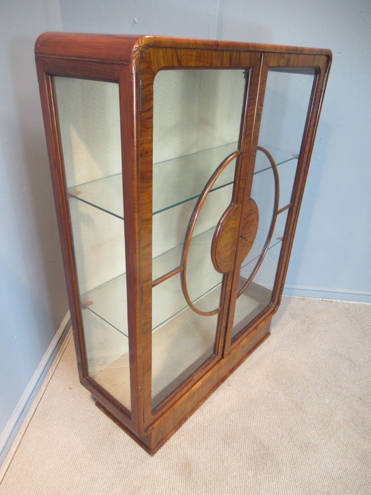 Art   Deco Period Walnut Display Cabinet photo Furniture