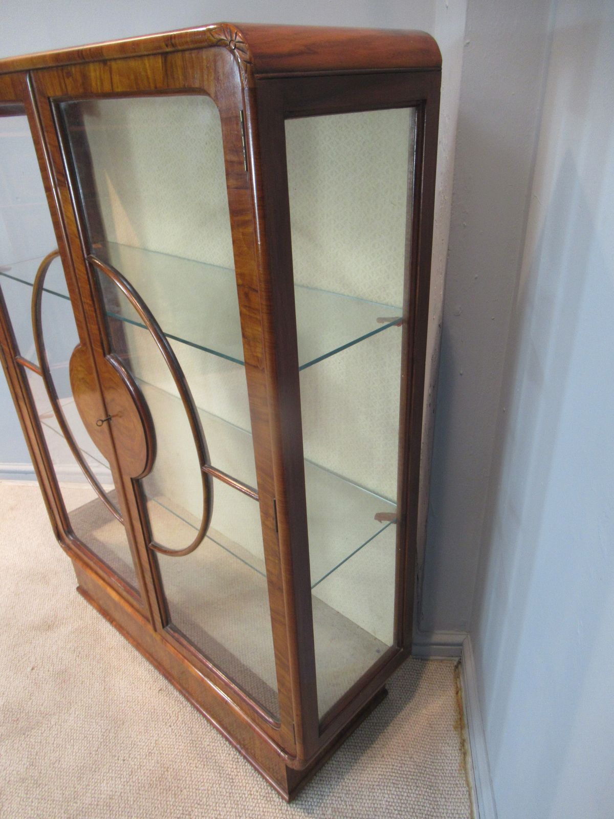 Art   Deco Period Walnut Display Cabinet photo 395.0