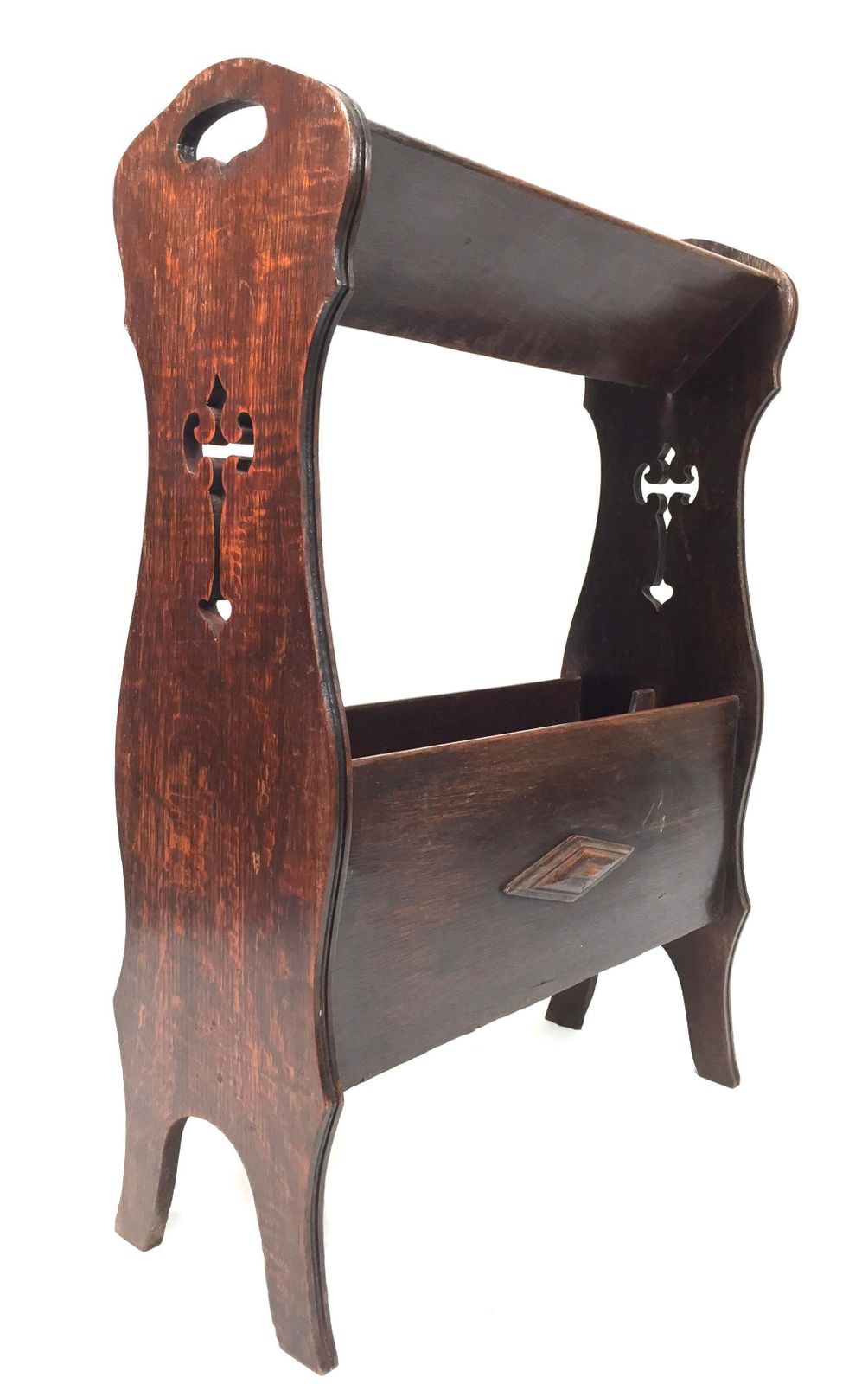 Antique Edwardian Wooden Book Trough / Bookshelf / Magazine Rack / Shelf C.1900 photo Home Decor