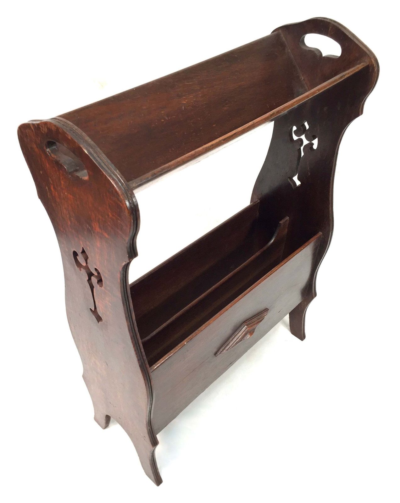 Antique Edwardian Wooden Book Trough / Bookshelf / Magazine Rack / Shelf C.1900 photo 159.0