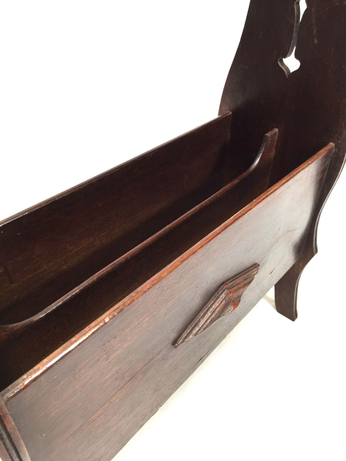 Antique Edwardian Wooden Book Trough / Bookshelf / Magazine Rack / Shelf C.1900 photo vintage