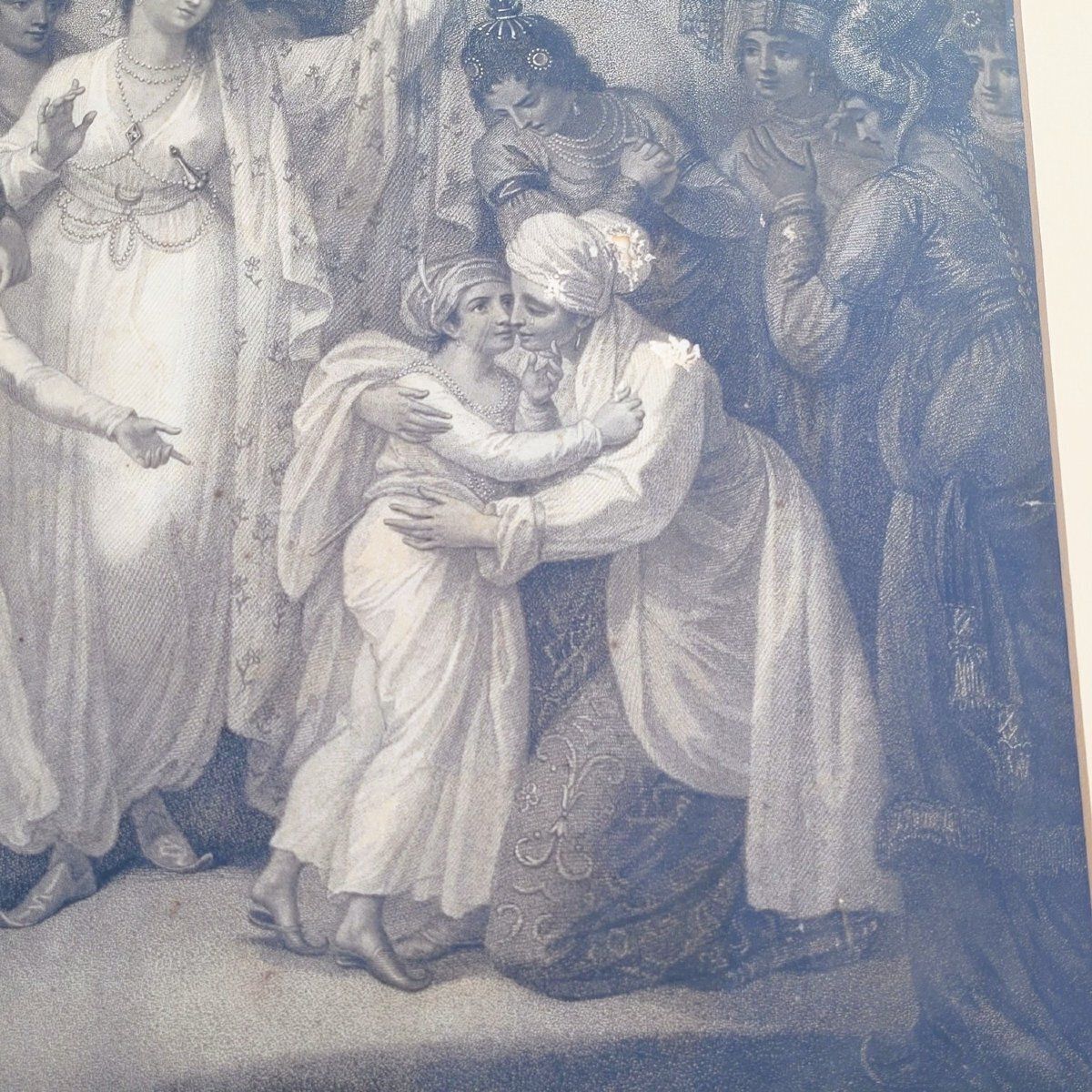 Departure Of Tippoo's Sons From Zenana, 78 x 66 cm, grande gravure encadrée, fin du XVIIIe siècle photo furniture