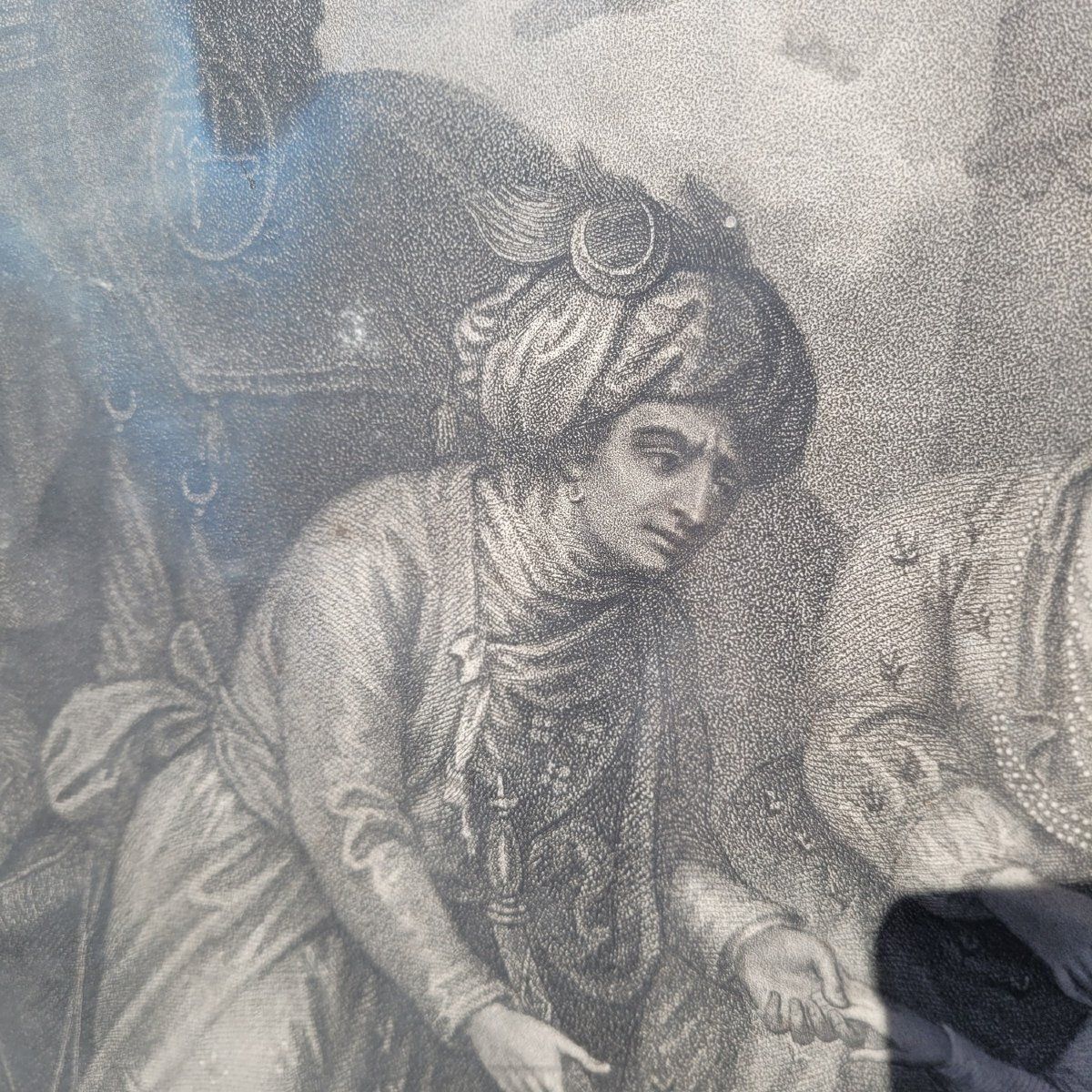 photo furniture Departure Of Tippoo's Sons From Zenana, 78 x 66 cm, grande gravure encadrée, fin du XVIIIe siècle