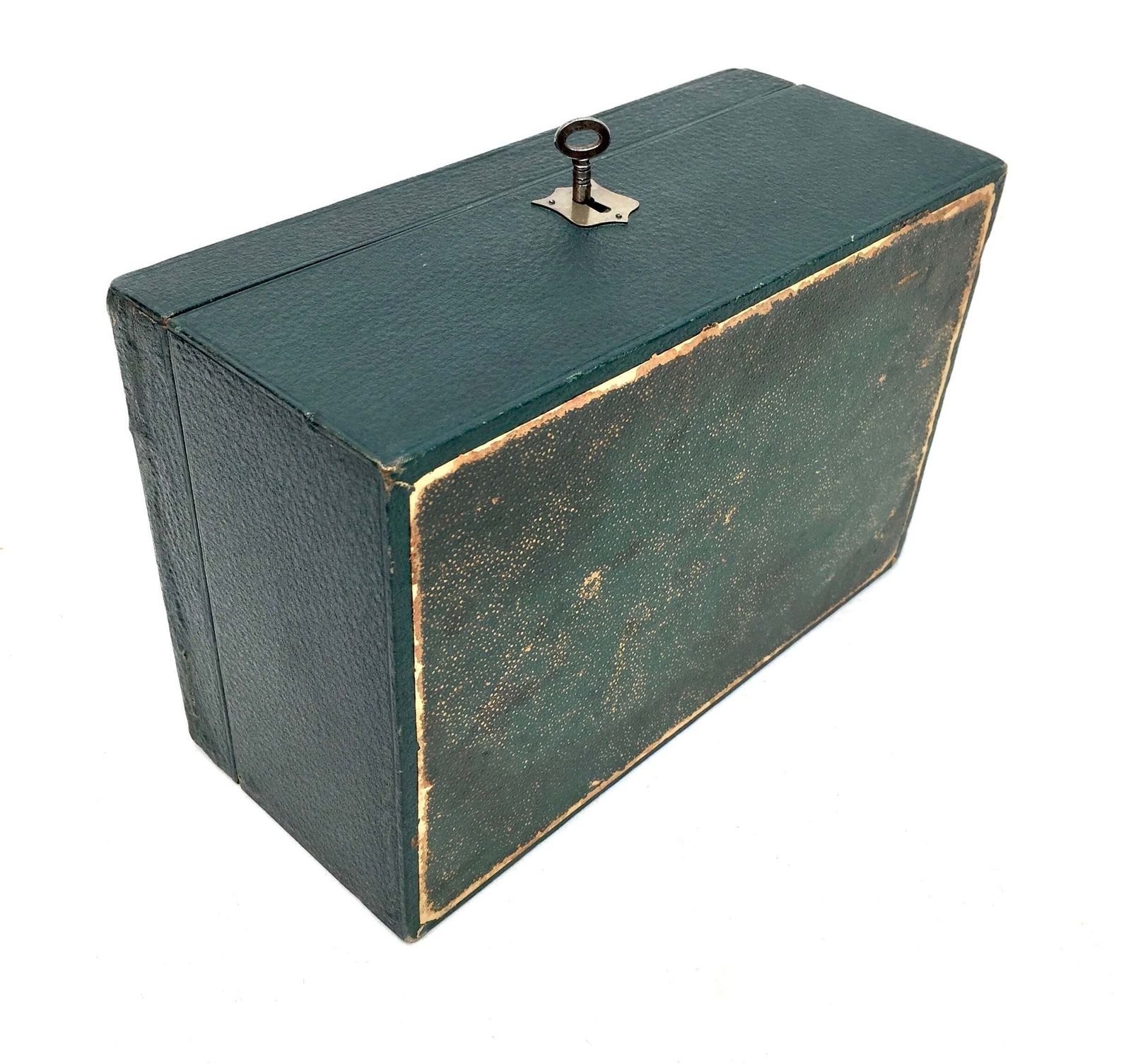 photo furniture Antique Edwardian Leather Jewellery / Trinket Box With Key & Working Lock (C.1910)