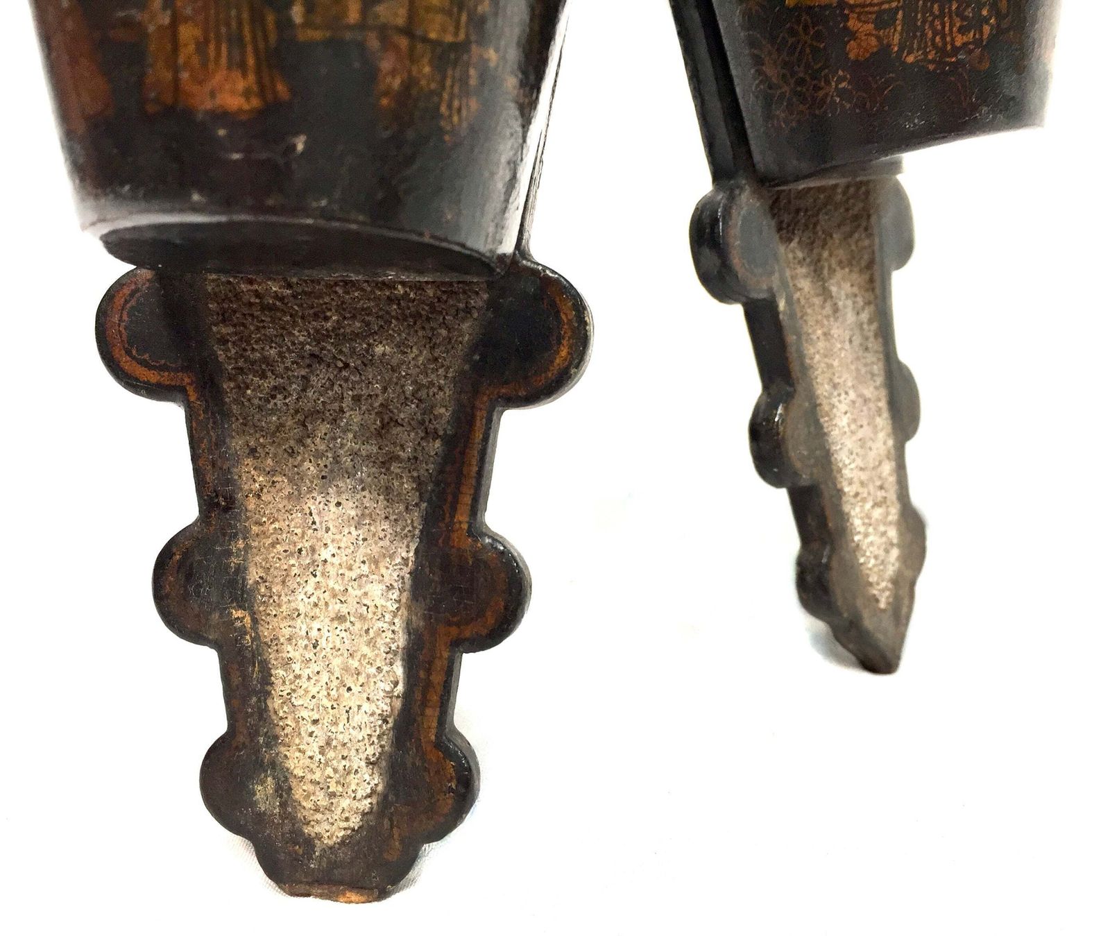 Antique Chinoiserie Paper Mache Lacquered Wall Match Stick Holder Striker 1800s photo vinterior