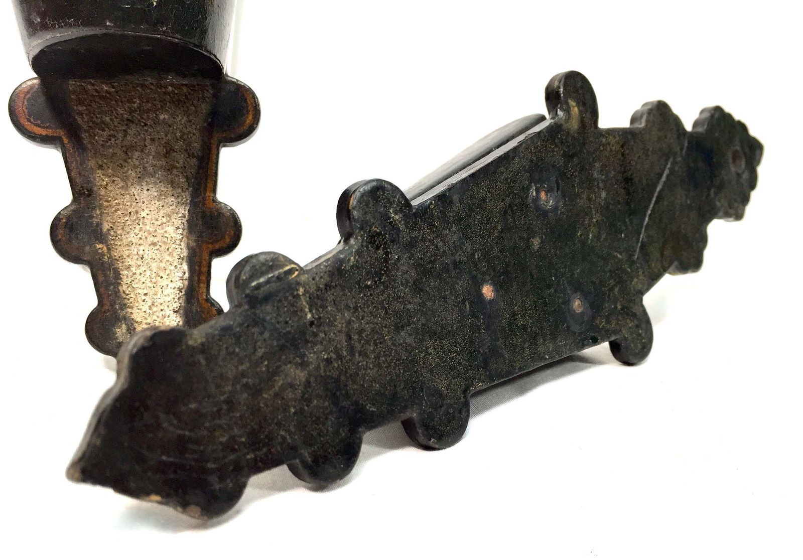 Antique Chinoiserie Paper Mache Lacquered Wall Match Stick Holder Striker 1800s photo vintage