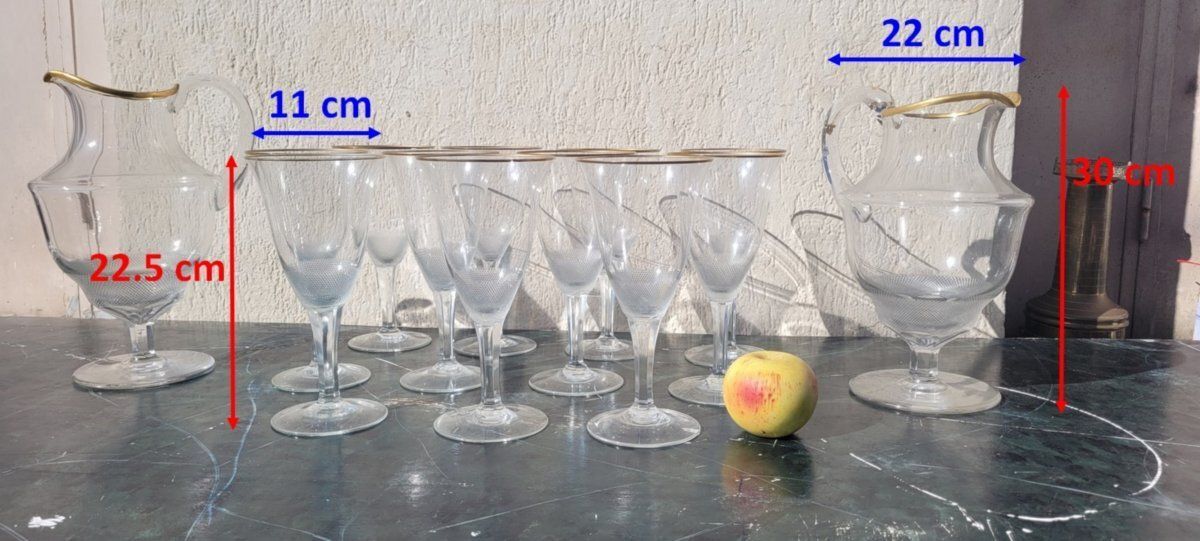 Service de 11 grands verres et 2 carafes, XXe siècle, Italie photo furniture