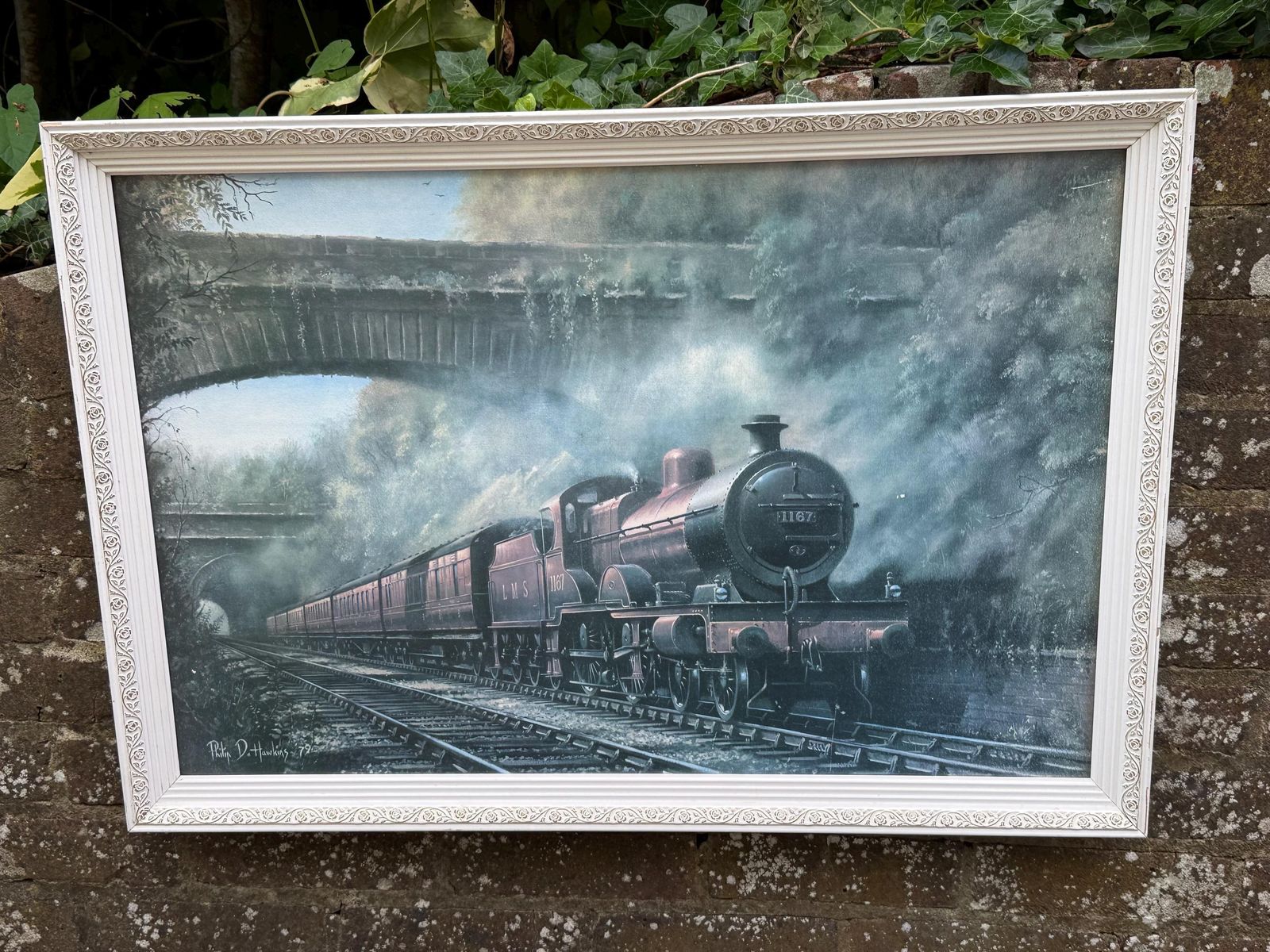 Retro Set Of Three Large Vintage Steam Train Railway Prints Framed   2 X Breckon And 1 X Hawkins photo for sale