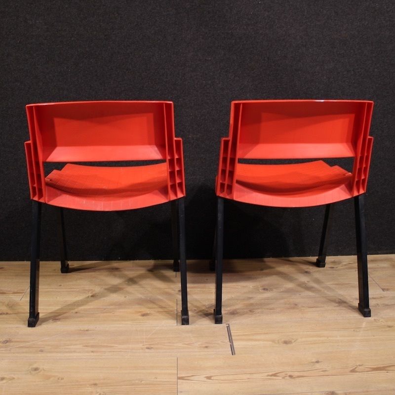 Paire de chaises City rouges par Lucci & Orlandini pour Lamm photo Mobilier