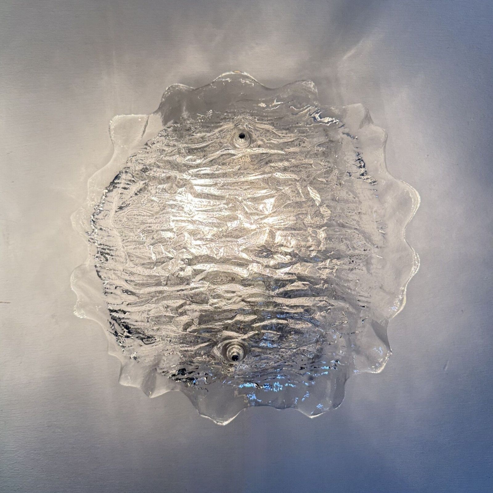 Mid Century Set Of 2 Large Ice Glass Wall Lamps By Peil & Putzler , 1970s photo Lighting