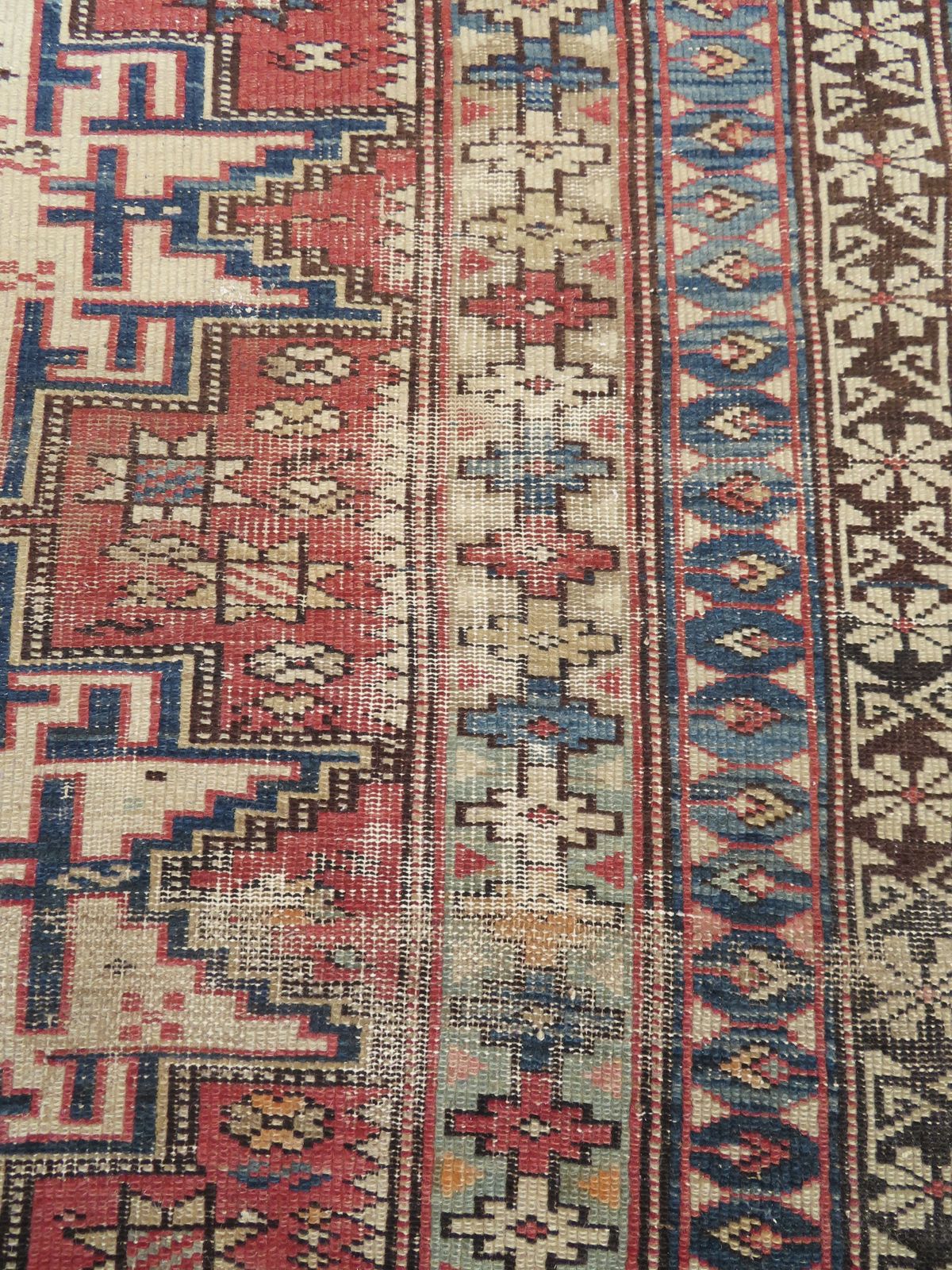 Distressed Antique Caucasian Daghestan Rug. 132cm X 102cm photo vintage