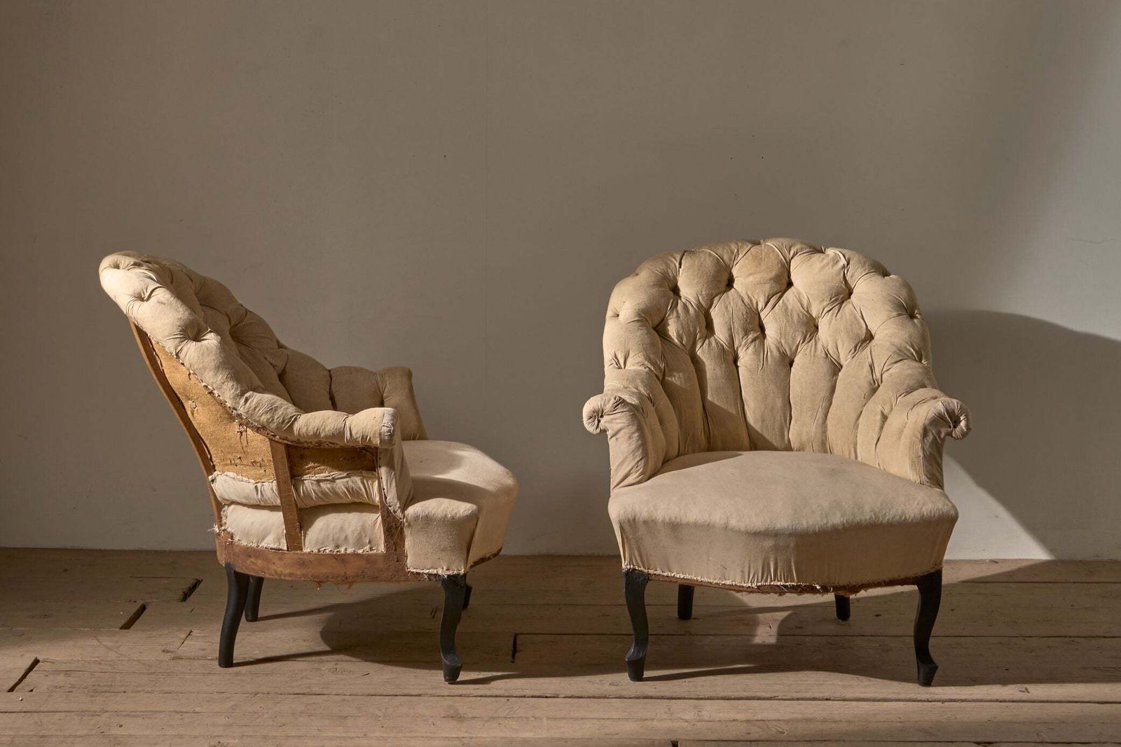 Pair Of Napoleon III Buttoned Tub Chairs photo Furniture