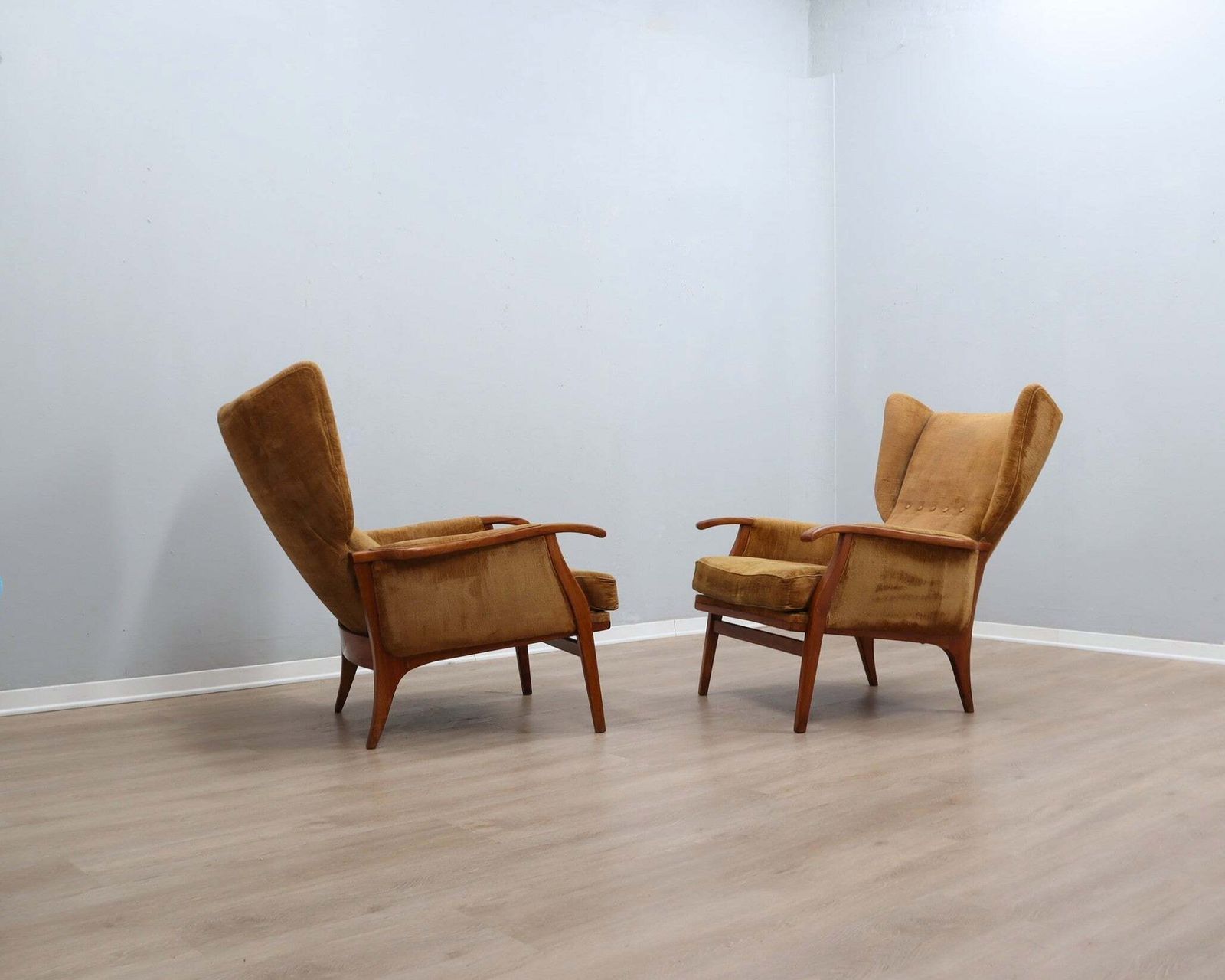 Camea Italiaanse Relaxfauteuils Dralon Velvet, Set Van 2, Ca. Jaren 1950 photo 2622.0