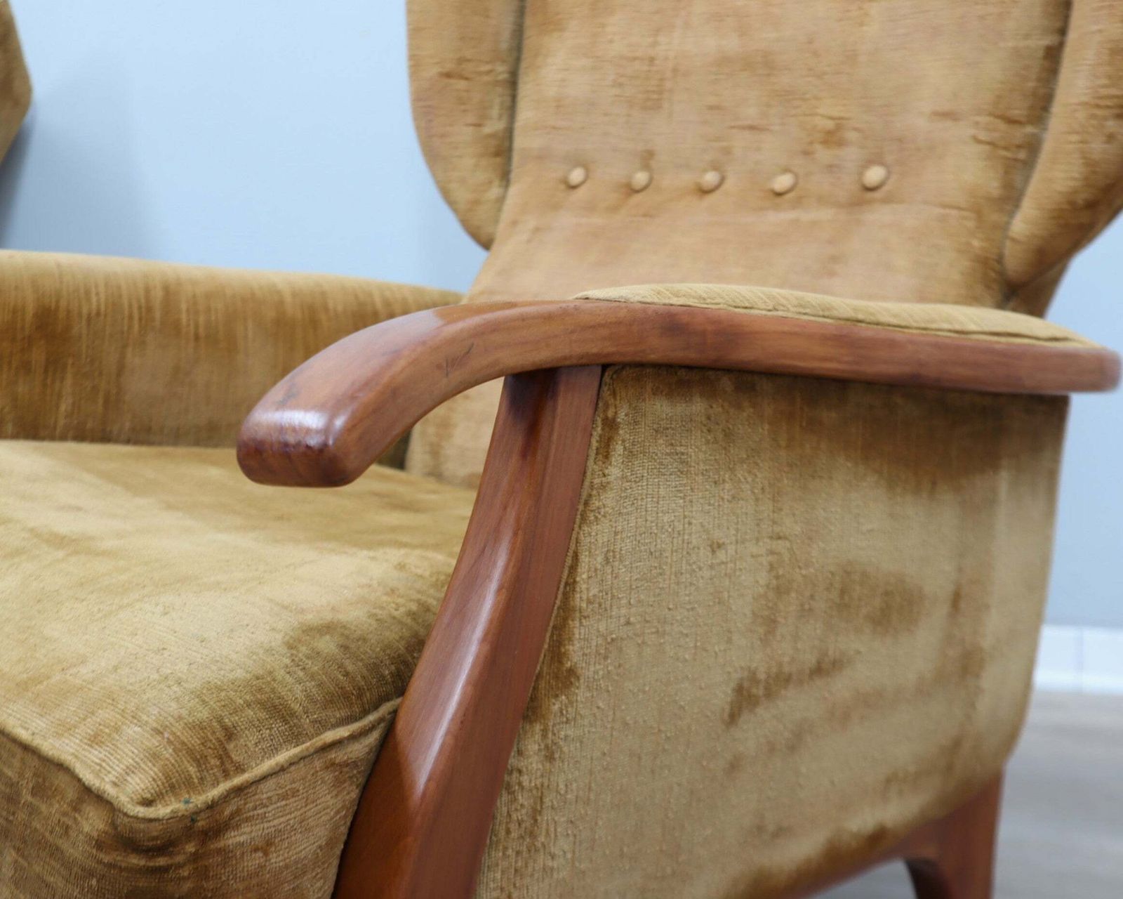 photo vinterior Camea Italiaanse Relaxfauteuils Dralon Velvet, Set Van 2, Ca. Jaren 1950