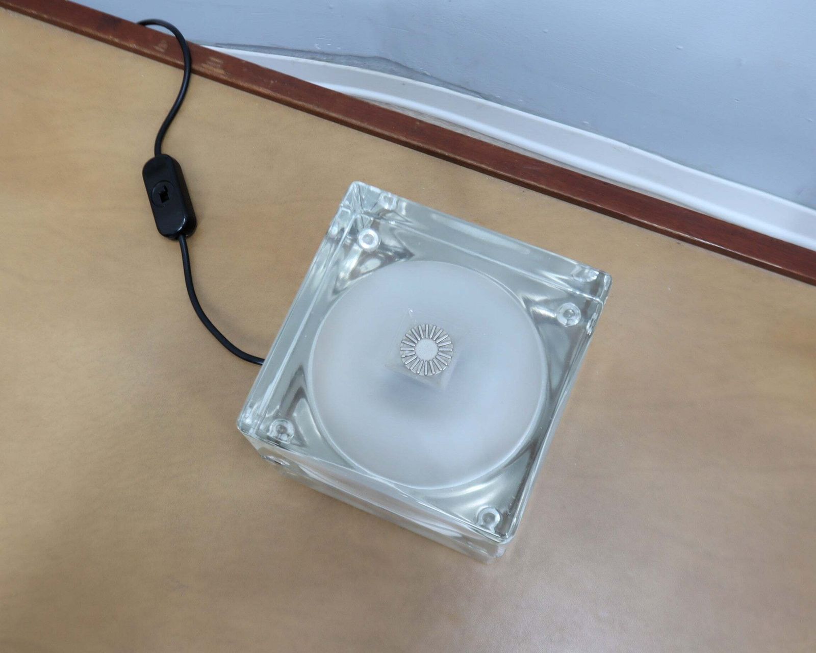 Lampe de table Cubosfera, années 1960, par Alessandro Mendini pour Fidenza Vetraria photo vintage