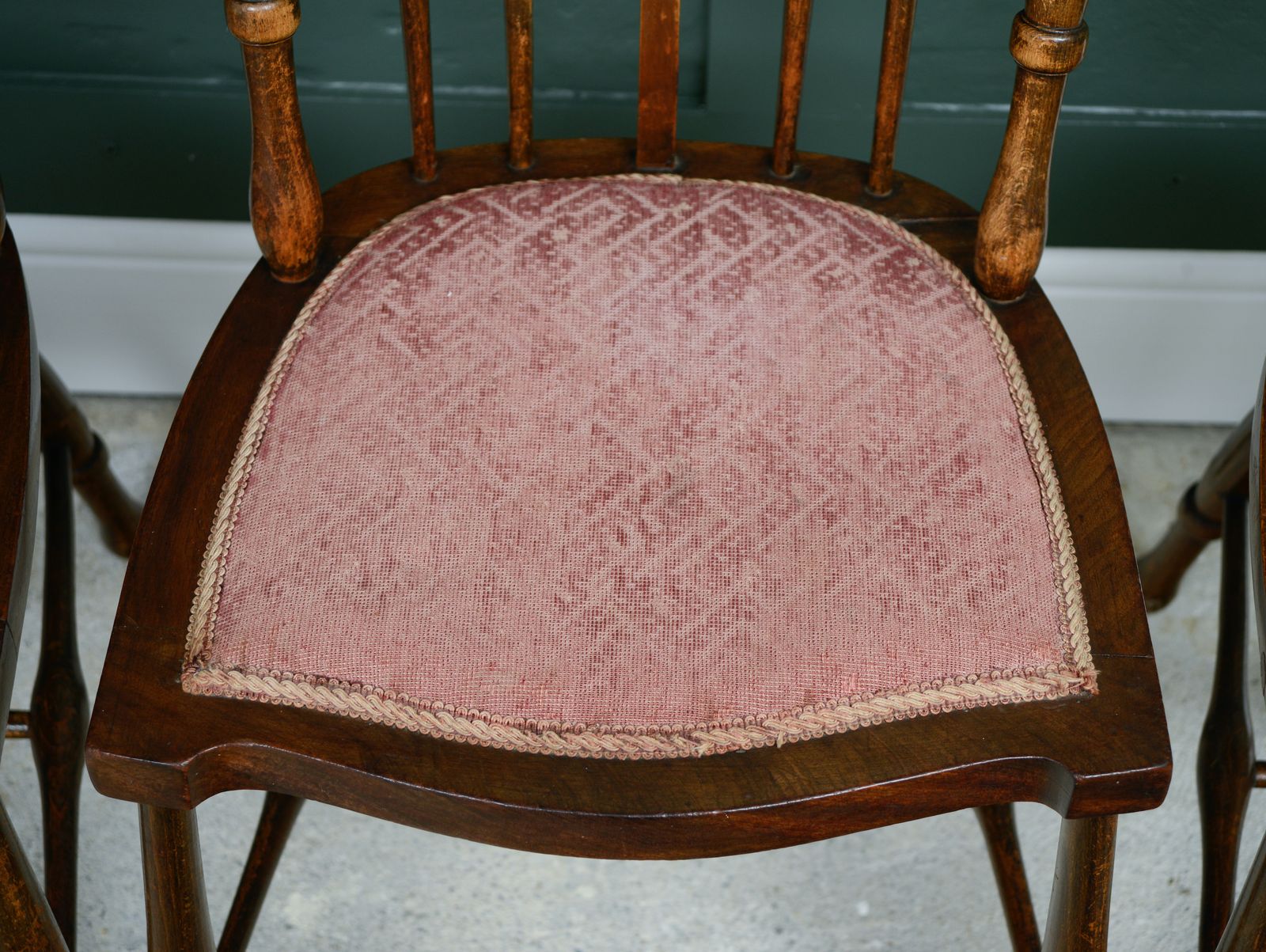 photo furniture 4 Edwardian Stick Splat Back Chairs With Dusky Pink Seats   Sku 208