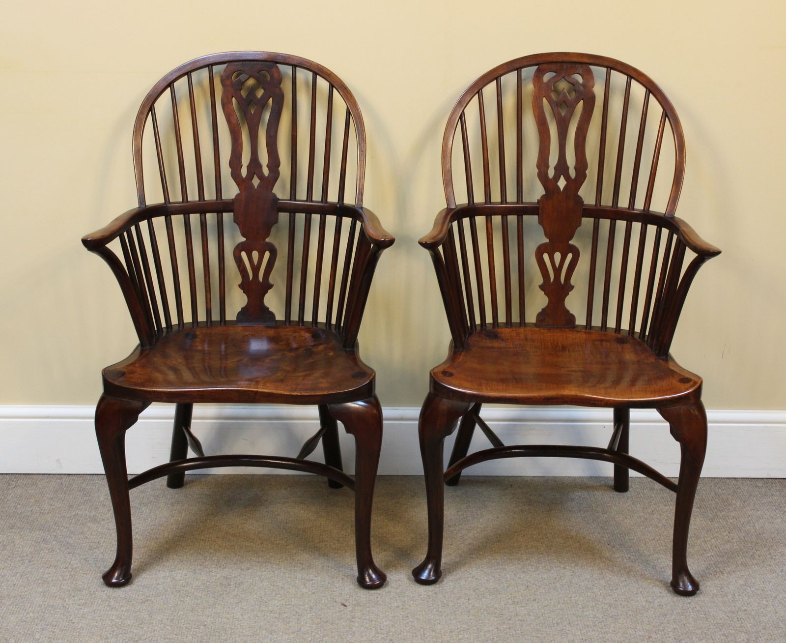 Pair Of 19thc. Yew & Elm Windsor Chairs photo for sale