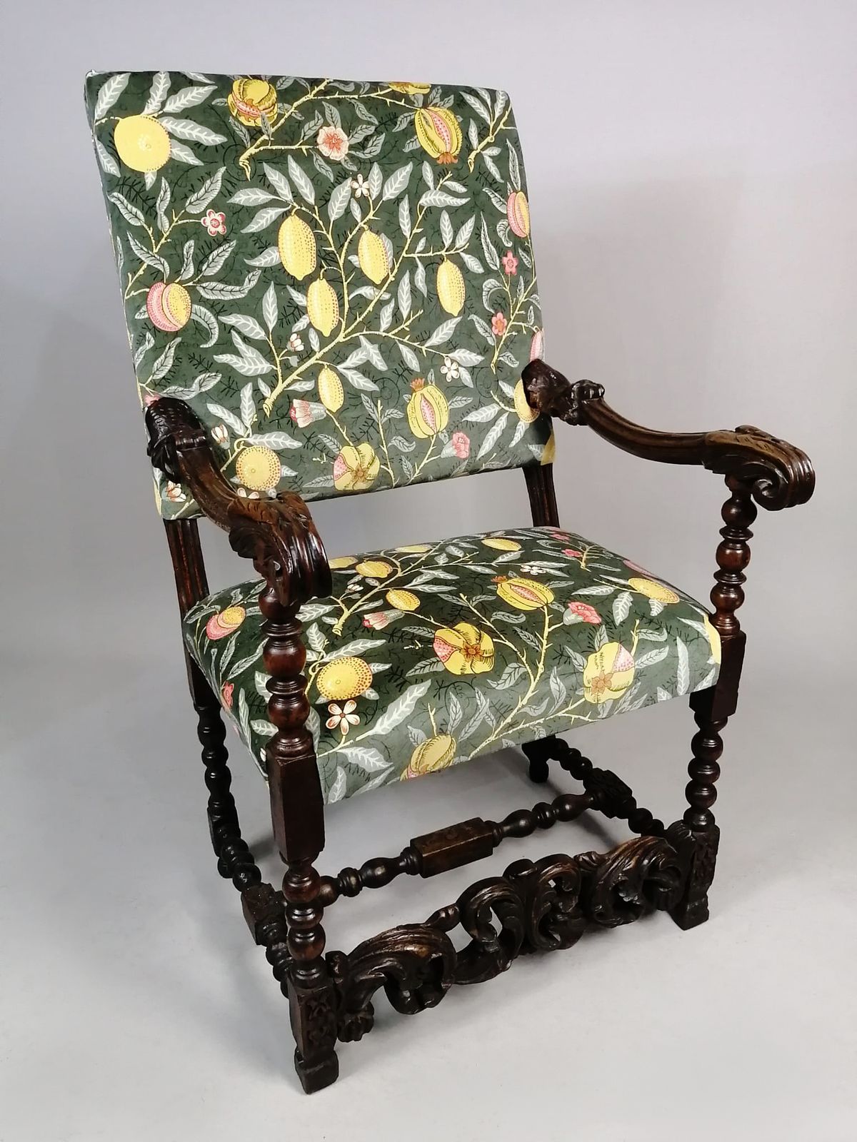 Large And Beautiful Carolean Solid Walnut Armchair C. 1670 photo for sale