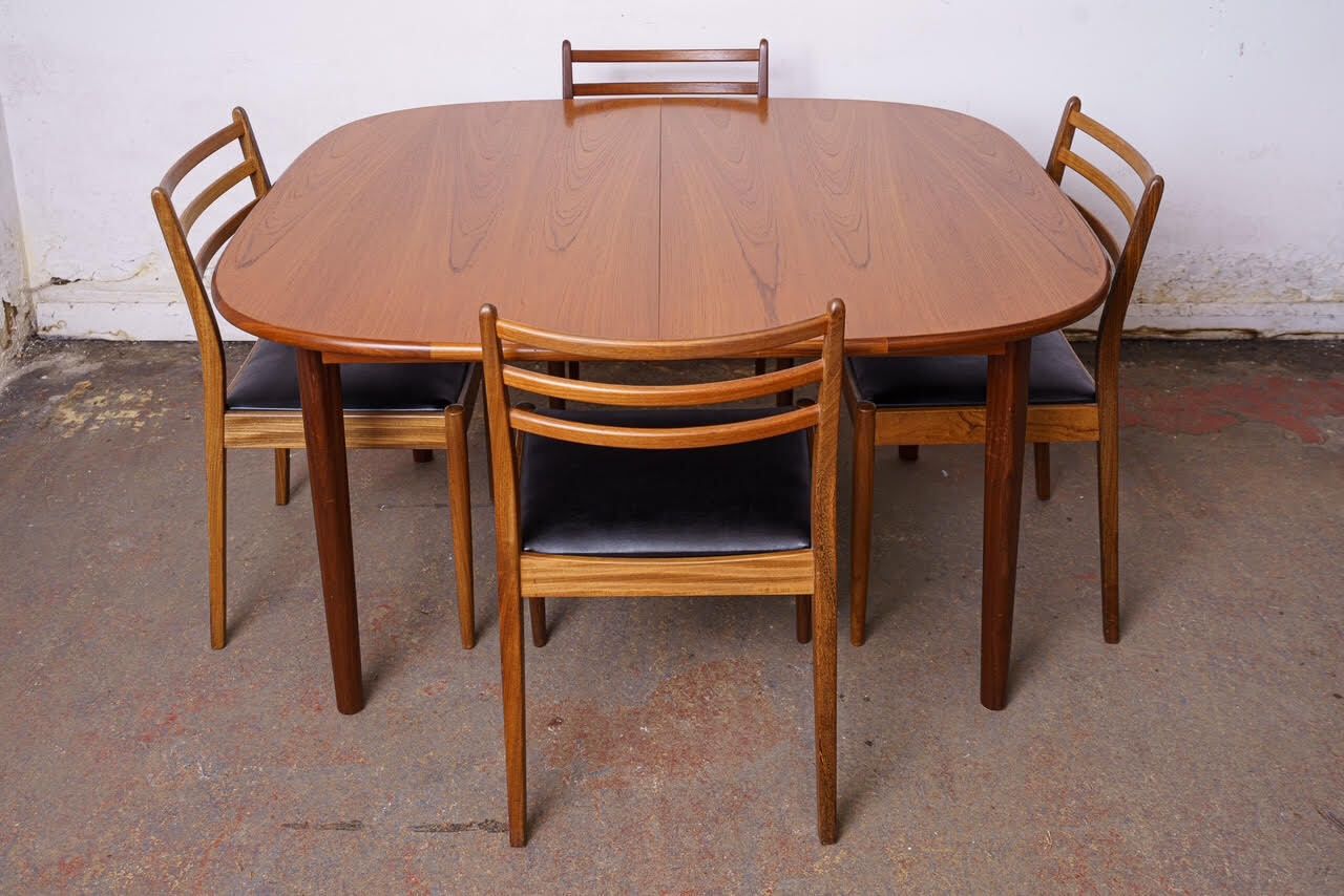 G Plan Mid Century Teak Extending Dining Table With 4 Chairs photo buy