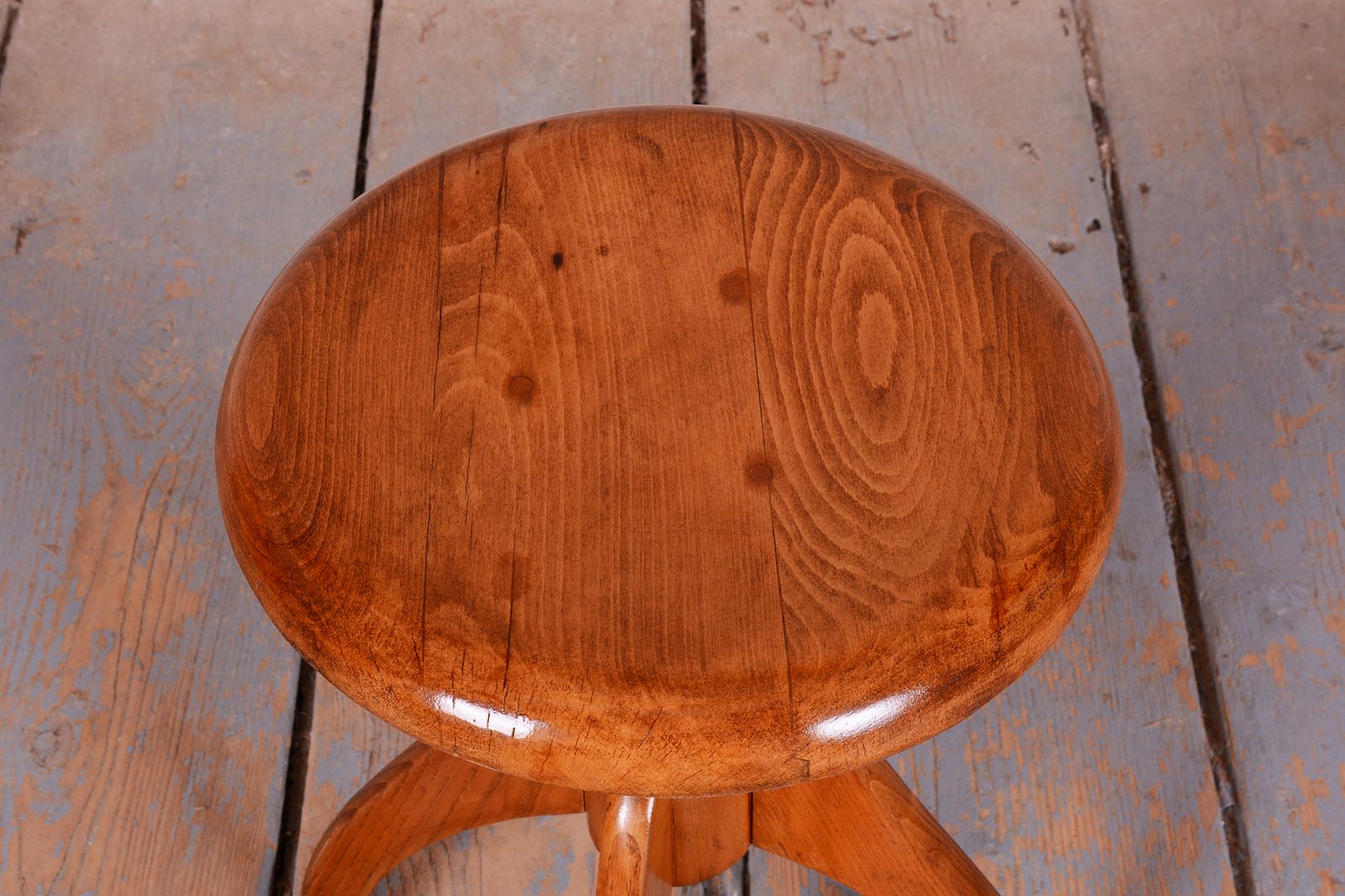 Original Mid Century Swivel Piano Stool, Beech, Steel, Repolished, Czech, 1950s photo Furniture