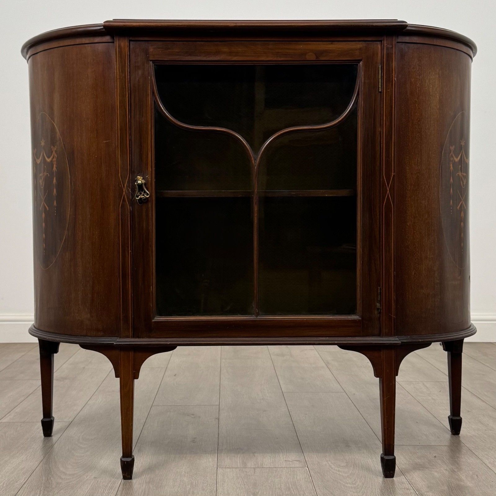 Antique 20th Century Edwardian Display Cabinet In Mahogany ( Af 5877 )